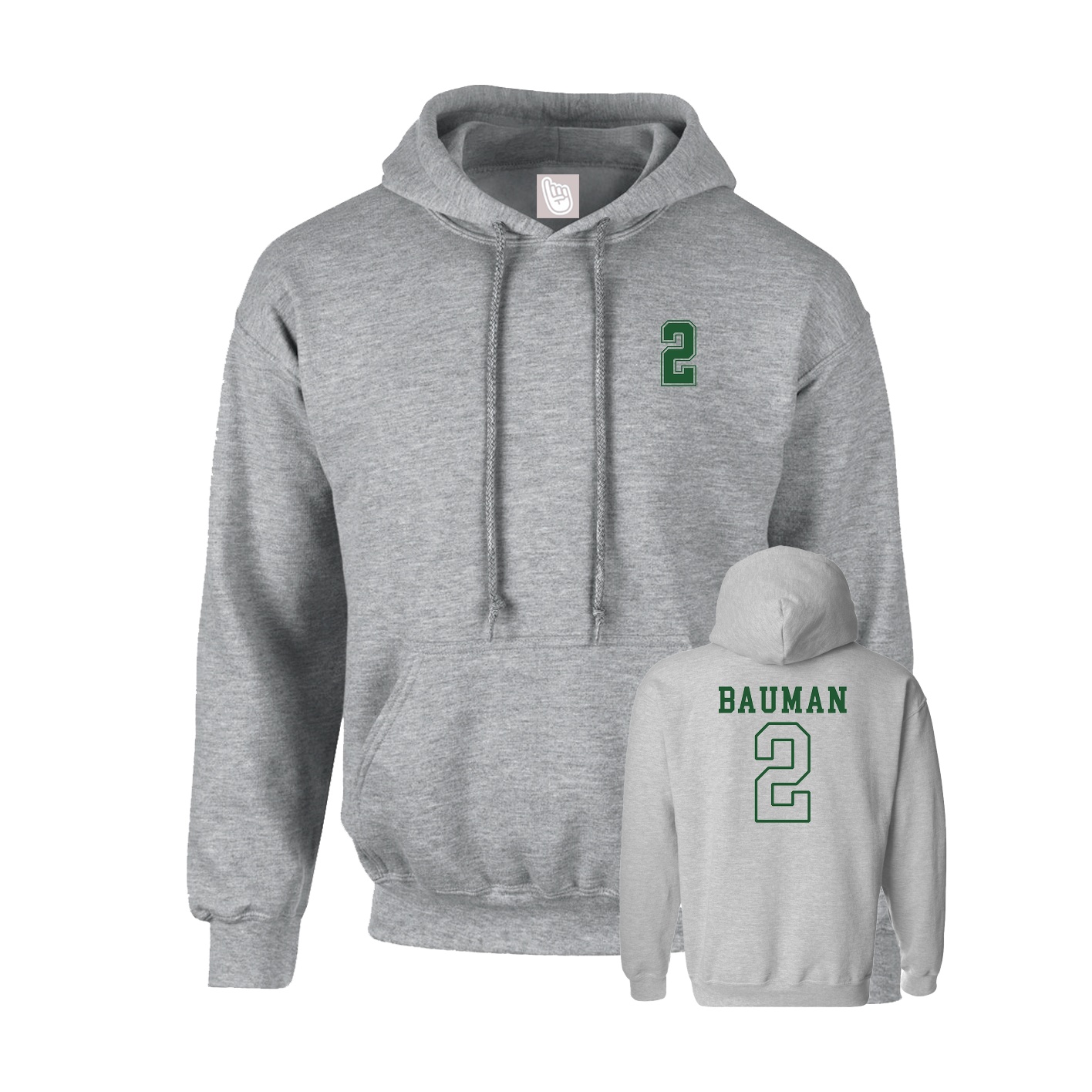 Youth Hoodie — Chest Back in Grey