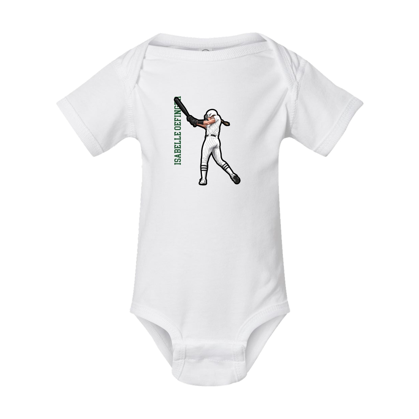 Baby Onesie — Name Vertical in White