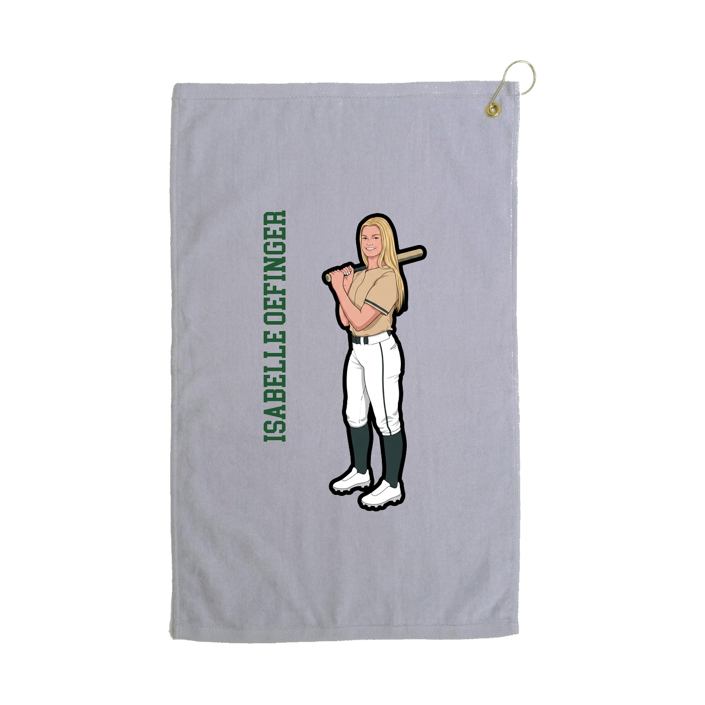 Golf Towel — Name Vertical in Grey