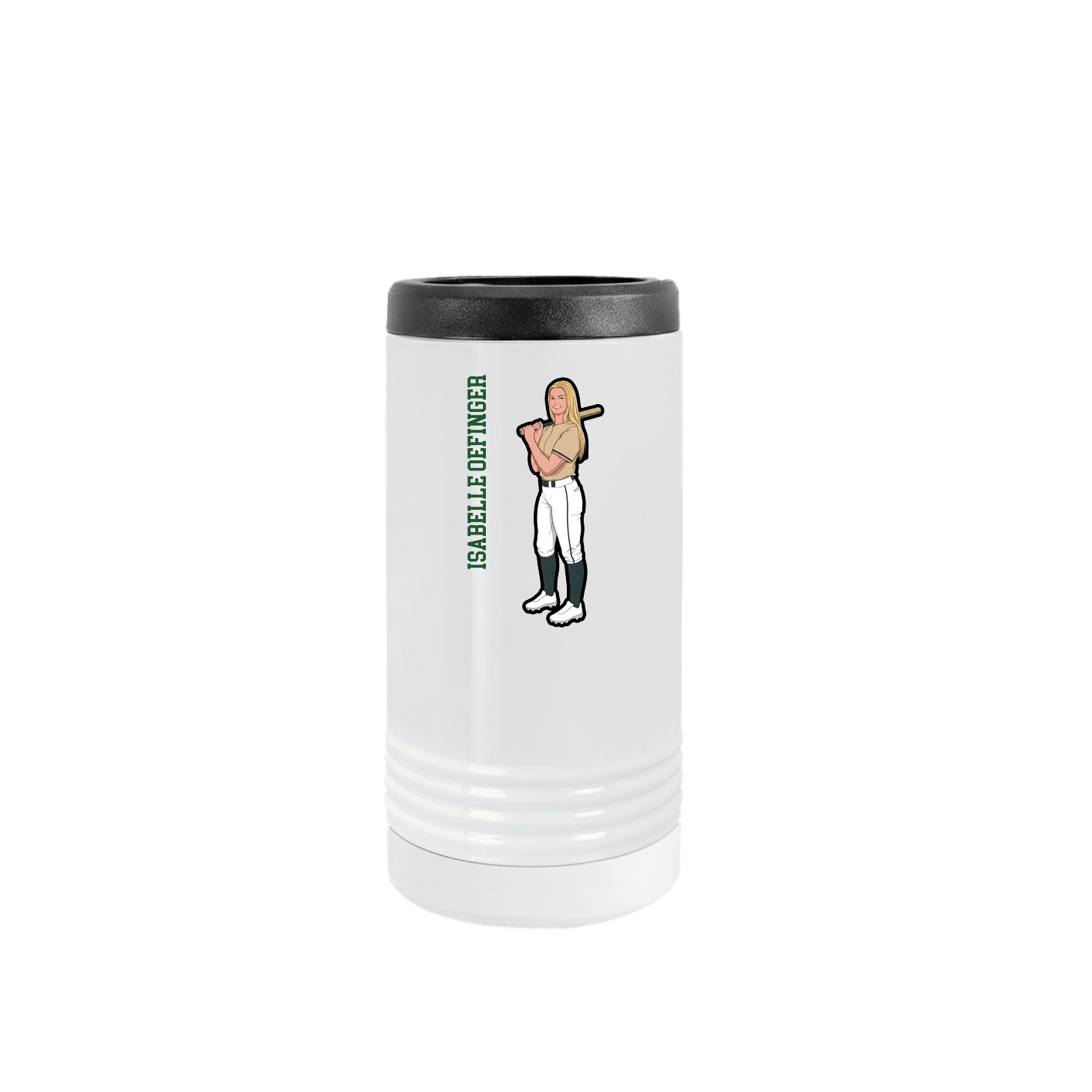 Slim Beverage Holder — Name Vertical in White