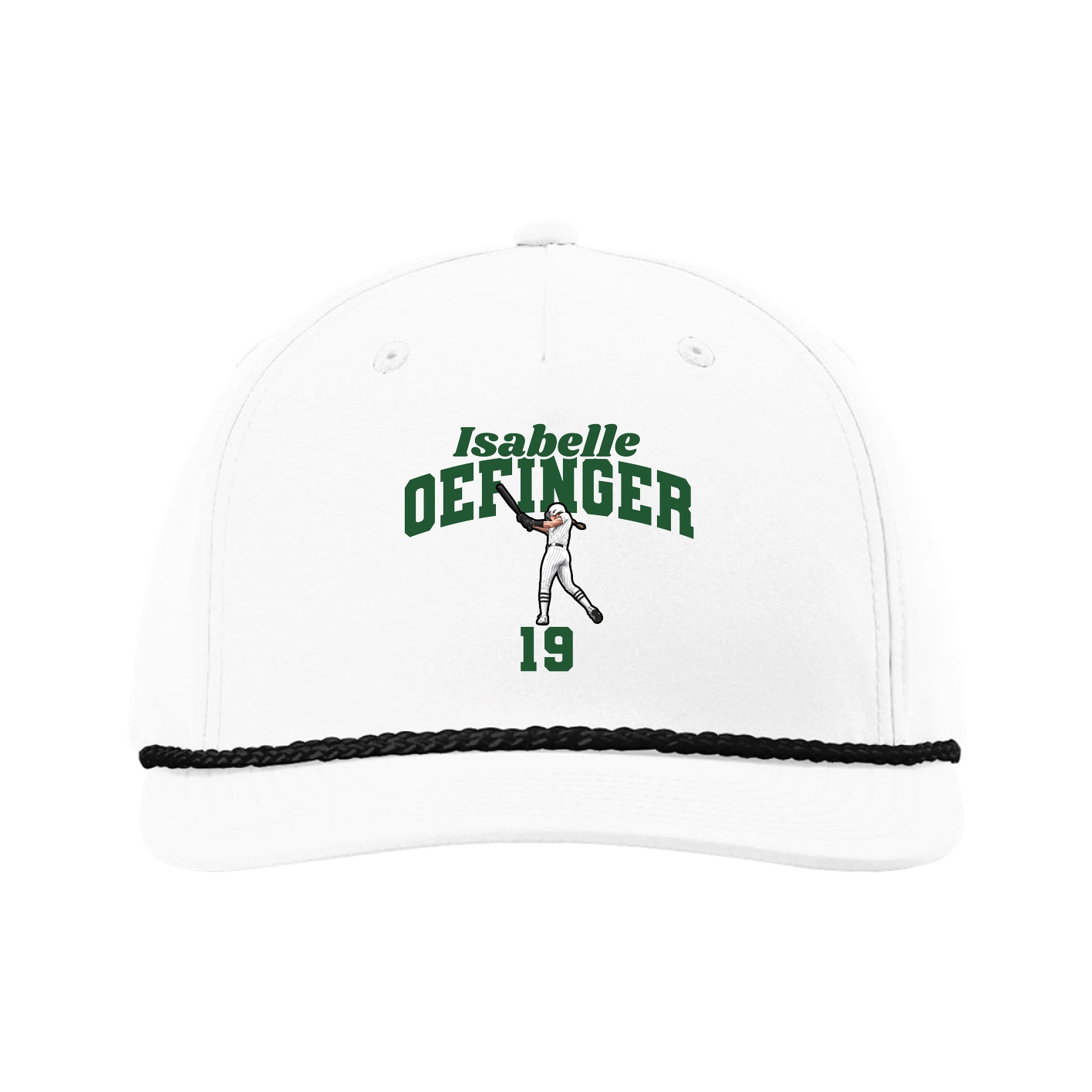 Five-Panel Classic Rope Cap — Signature Arch in White