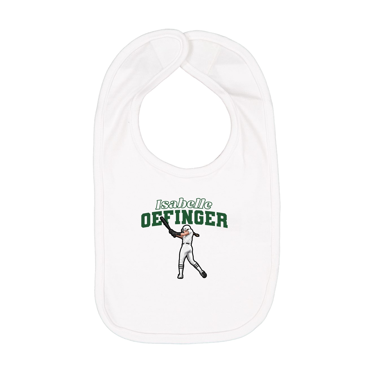 Infant Bib — Name Arch in White