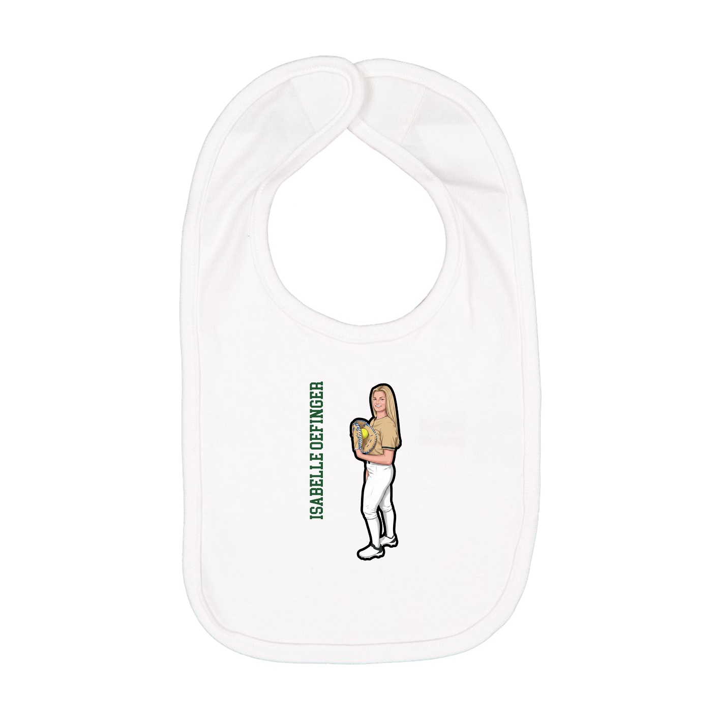 Infant Bib — Name Vertical in White