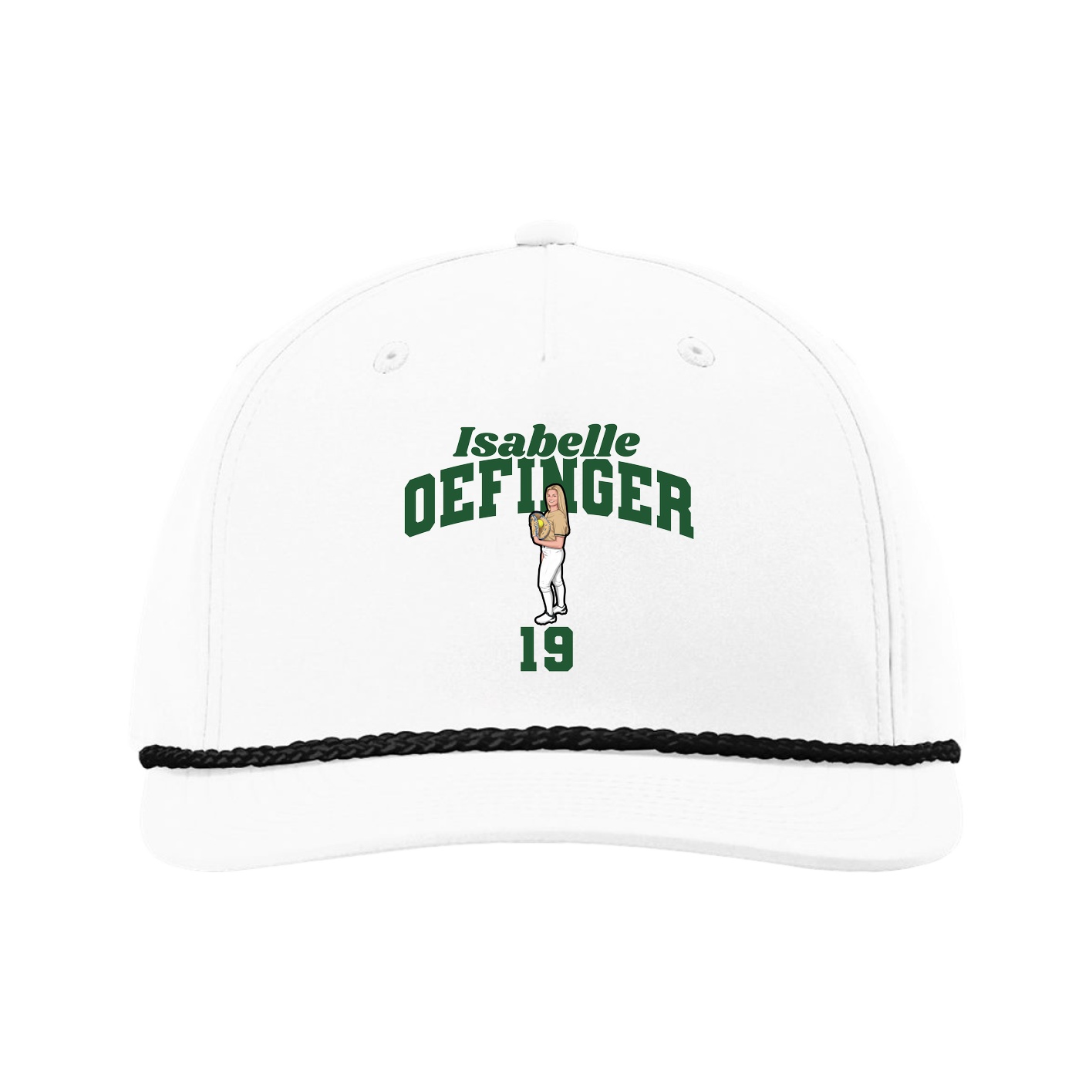 Five-Panel Classic Rope Cap — Signature Arch in White