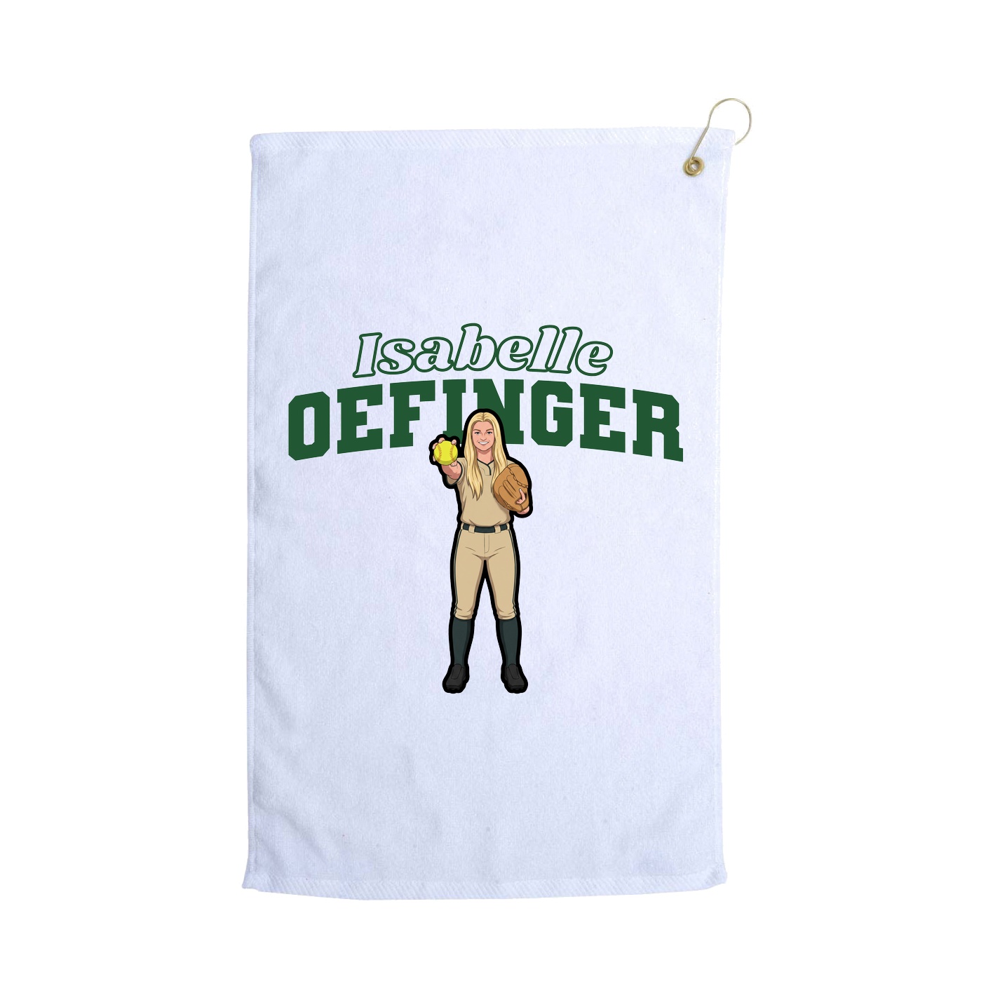 Golf Towel — Name Arch in White