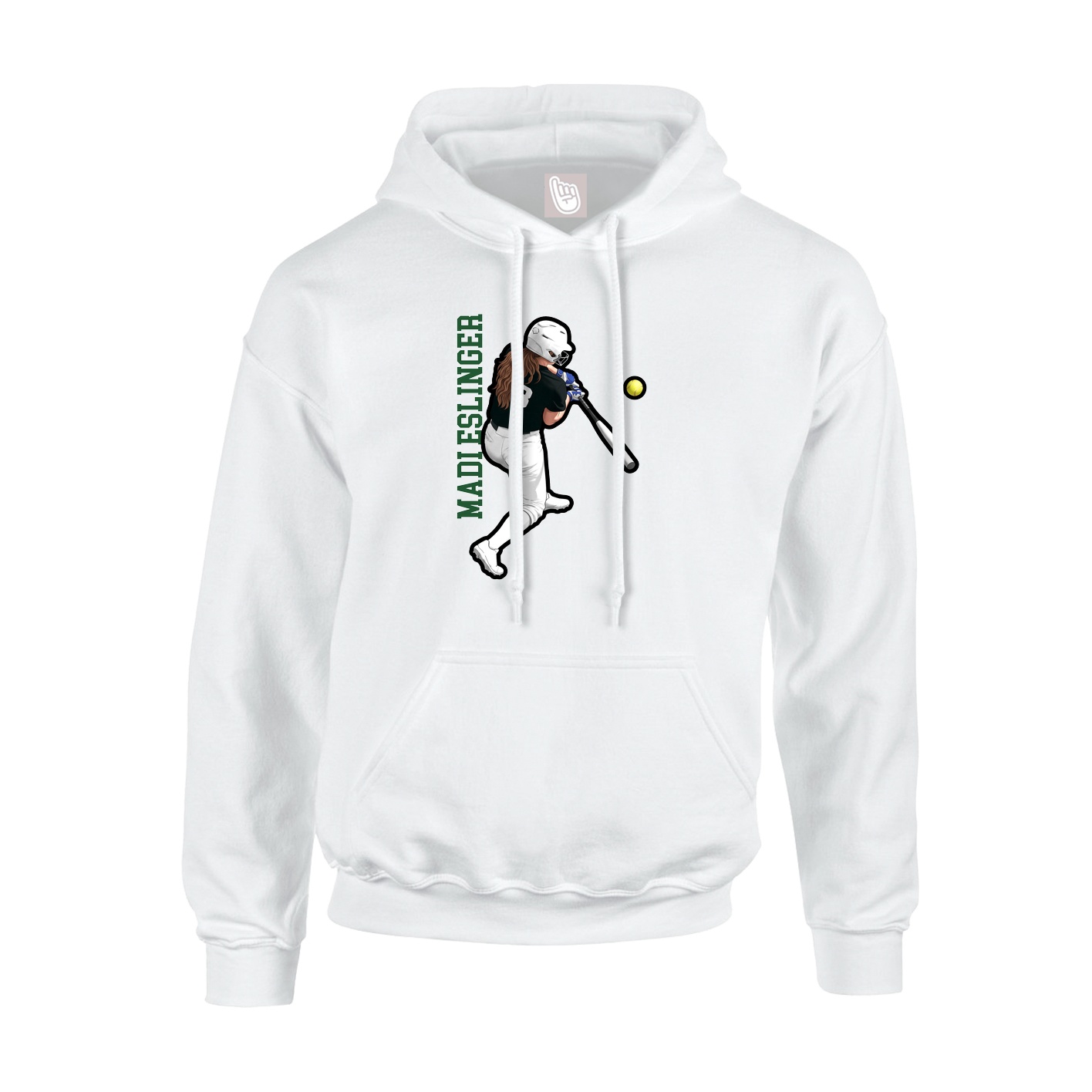Youth Hoodie — Name Vertical in White