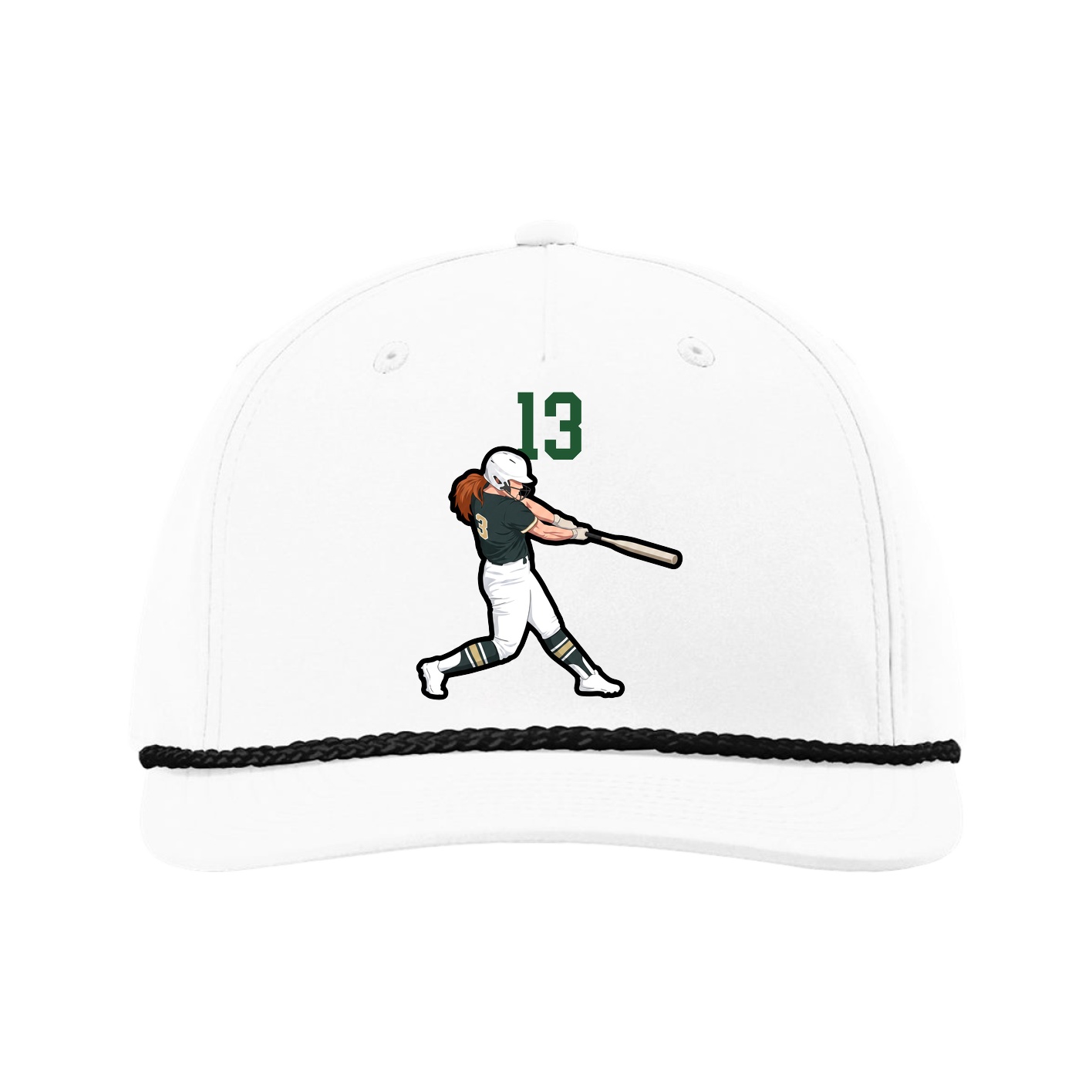 Five-Panel Classic Rope Cap — Number Top in White