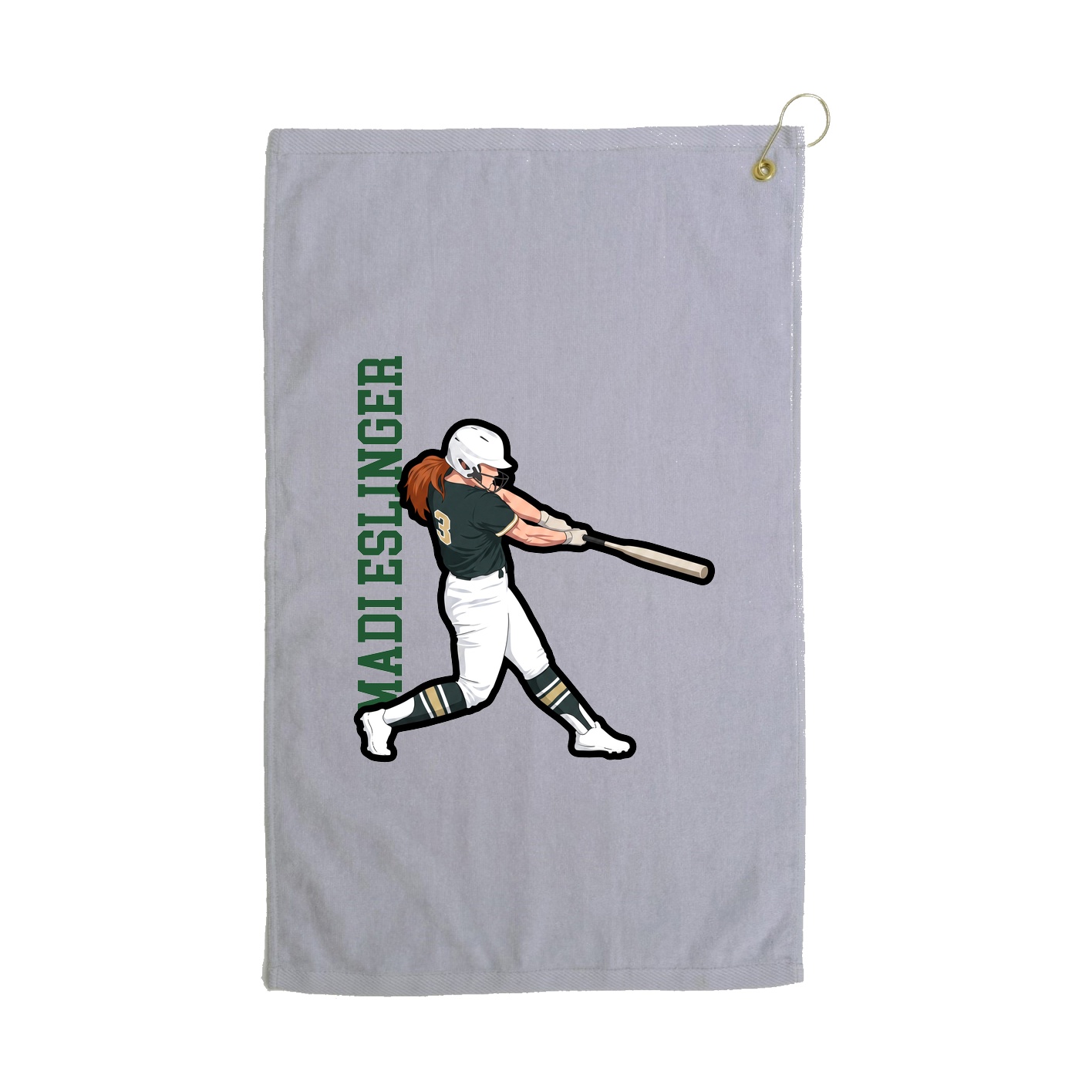 Golf Towel — Name Vertical in Grey