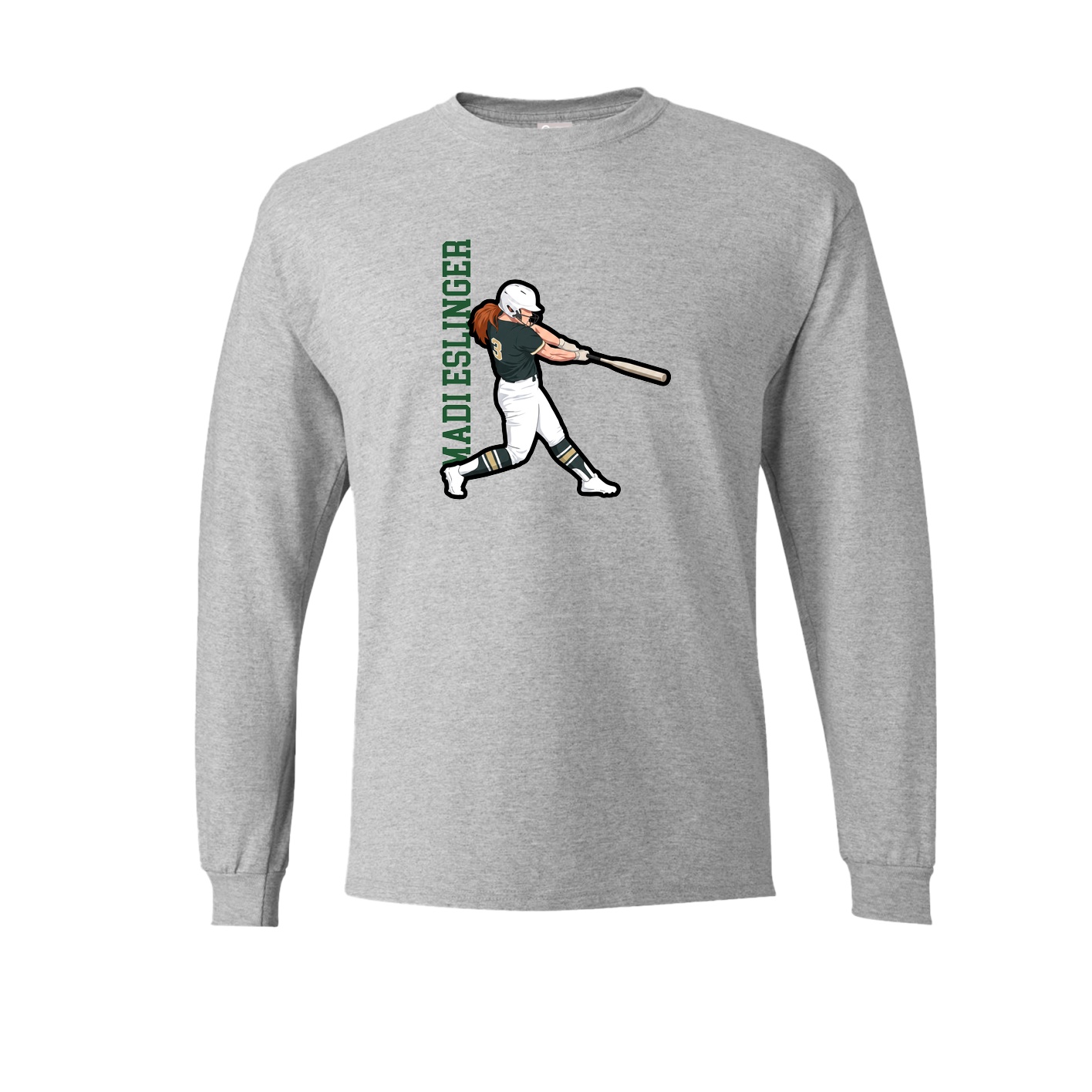 Long Sleeve Tee — Name Vertical in Grey