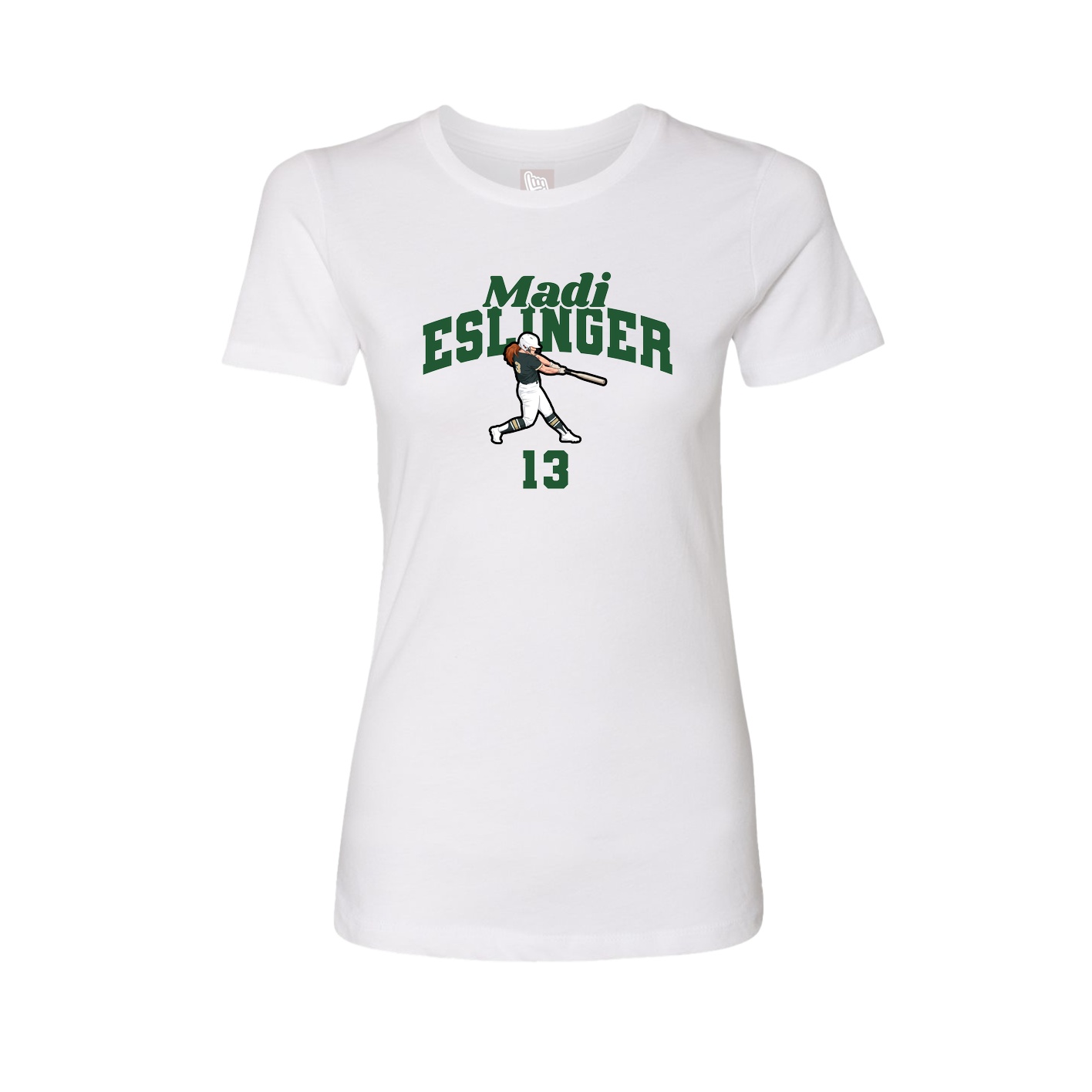 Fitted Women's Tee — Signature Arch in White