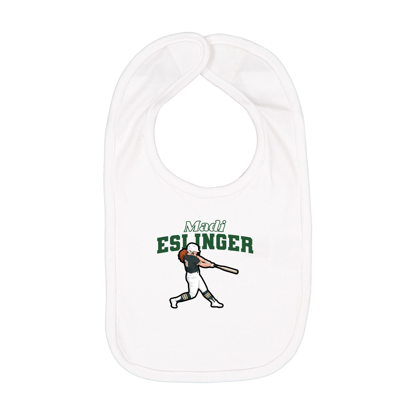 Infant Bib — Name Arch in White