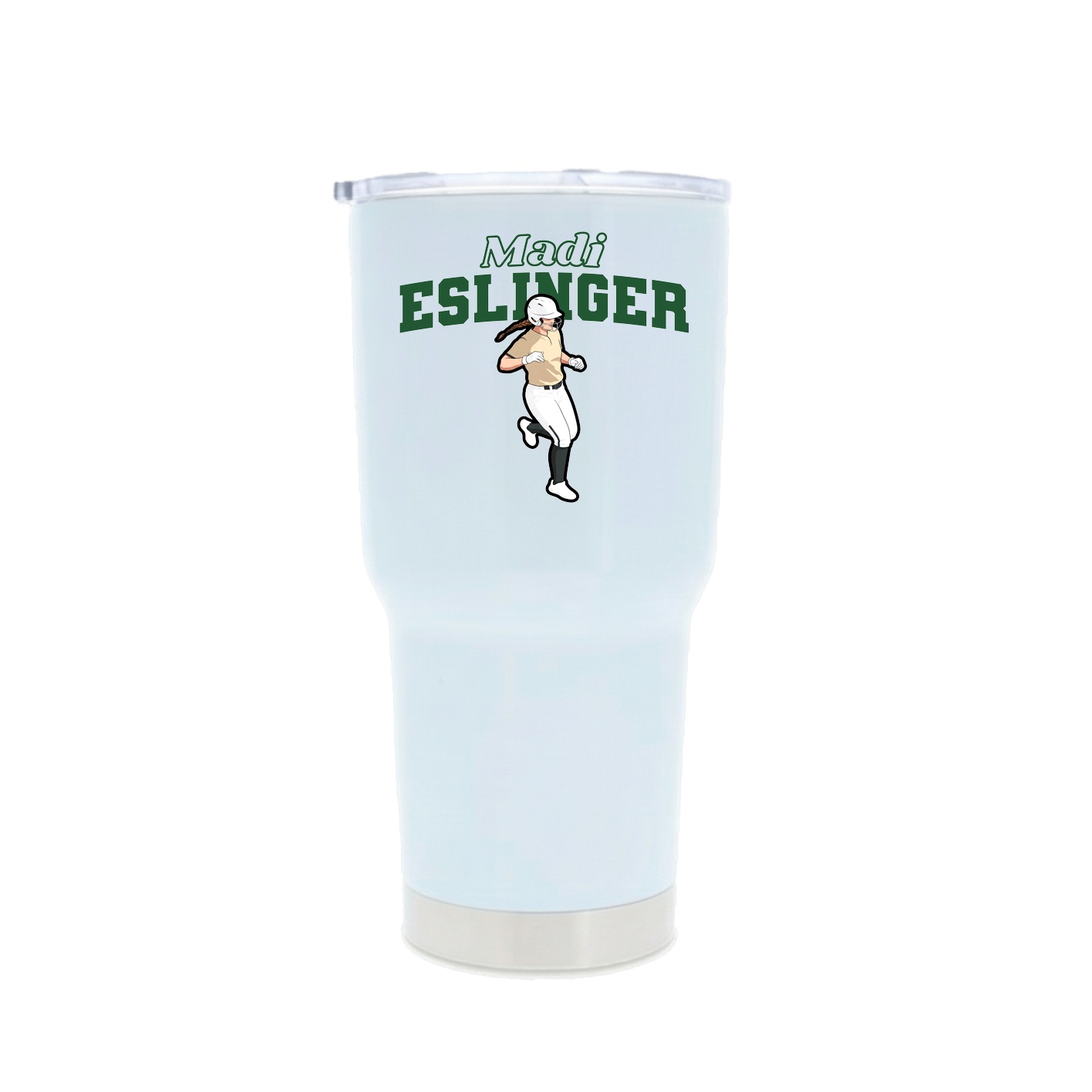 30oz Stainless Steel Tumbler — Name Arch in White