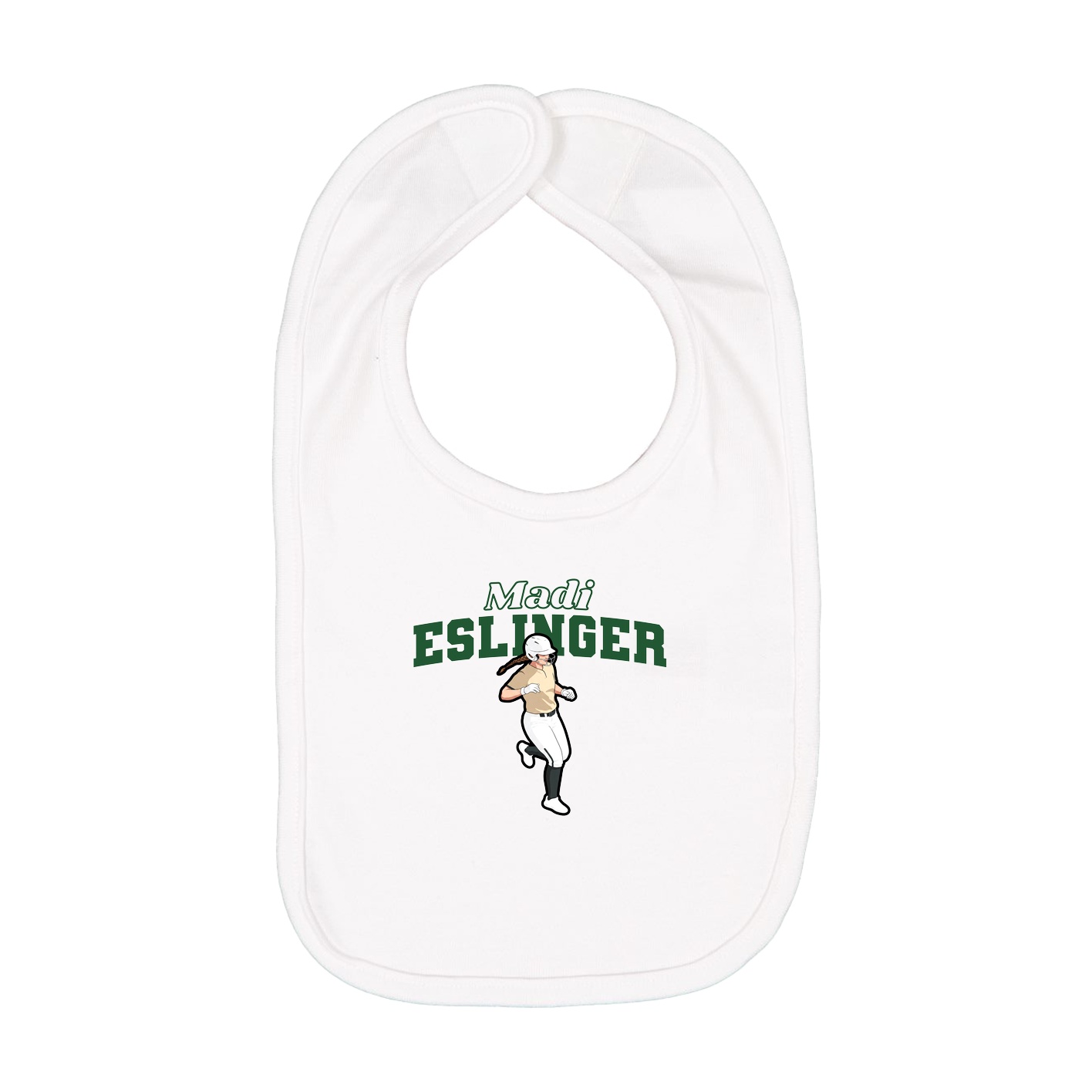 Infant Bib — Name Arch in White