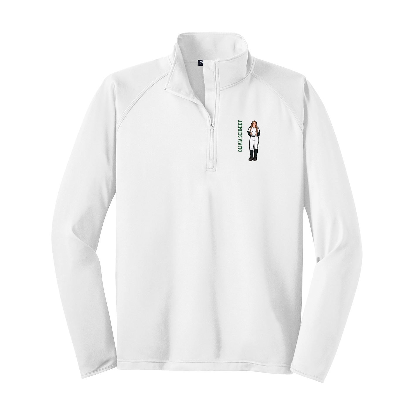 Q-Zip Pullover — Name Vertical in White