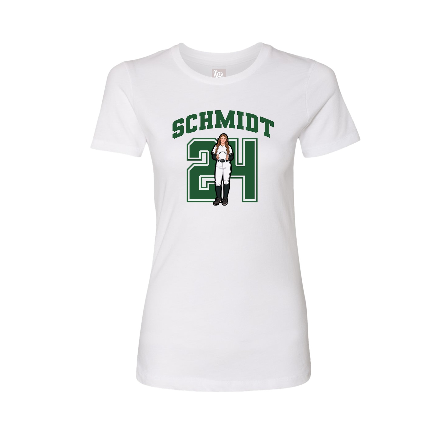 Fitted Women's Tee — Number in White