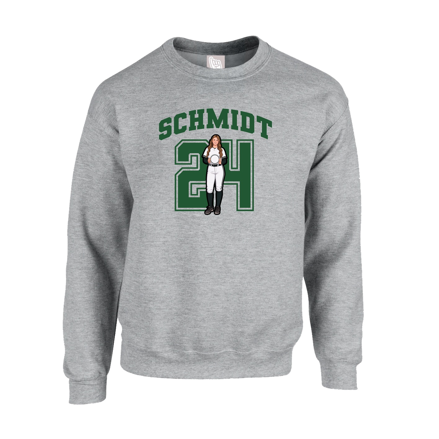 Fleece Crew — Number in Grey