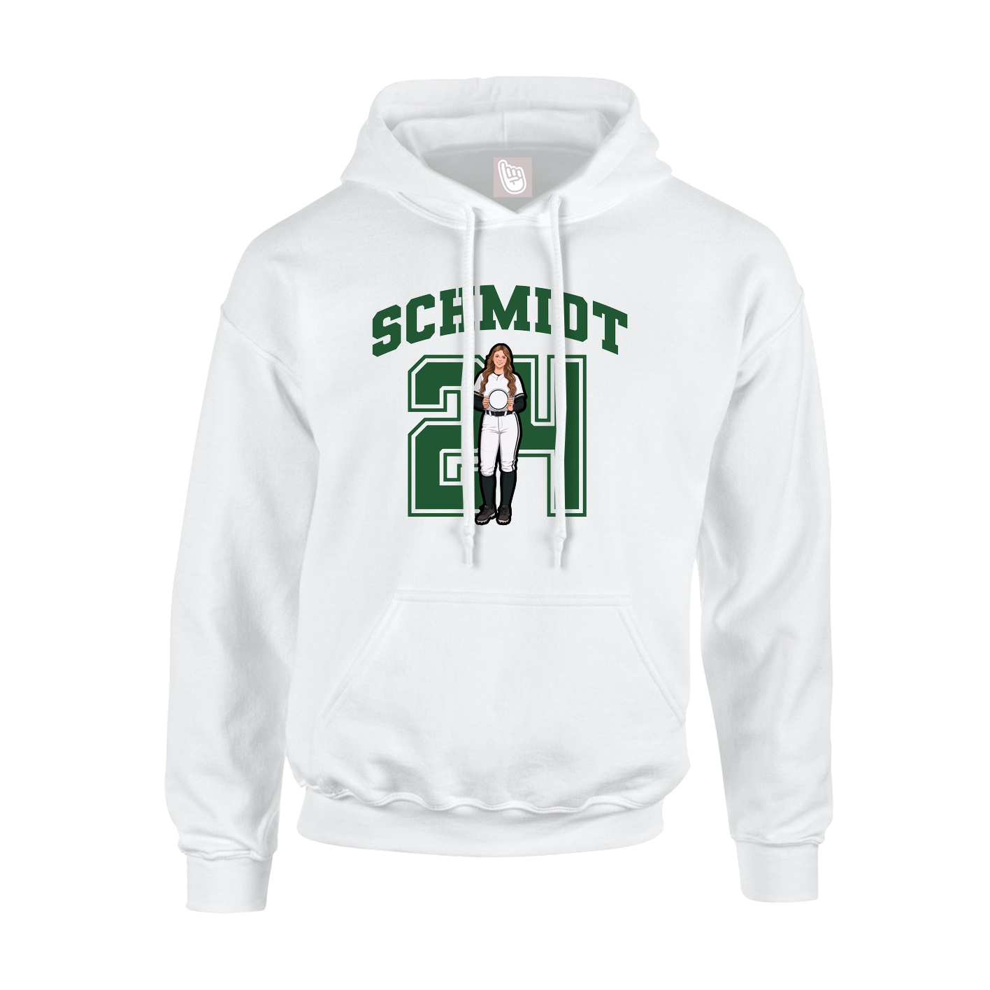 Youth Hoodie — Number in White