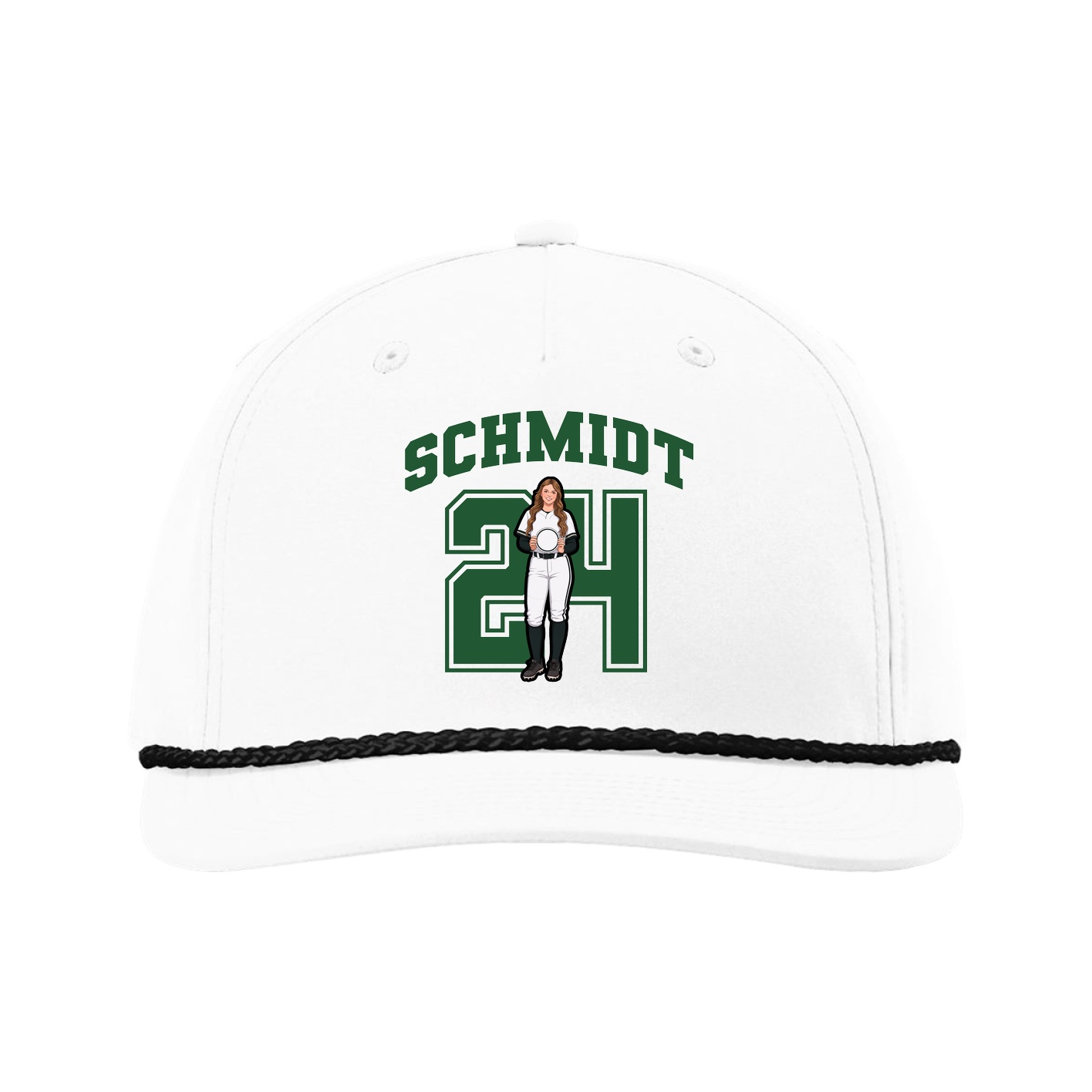 Five-Panel Classic Rope Cap — Number in White
