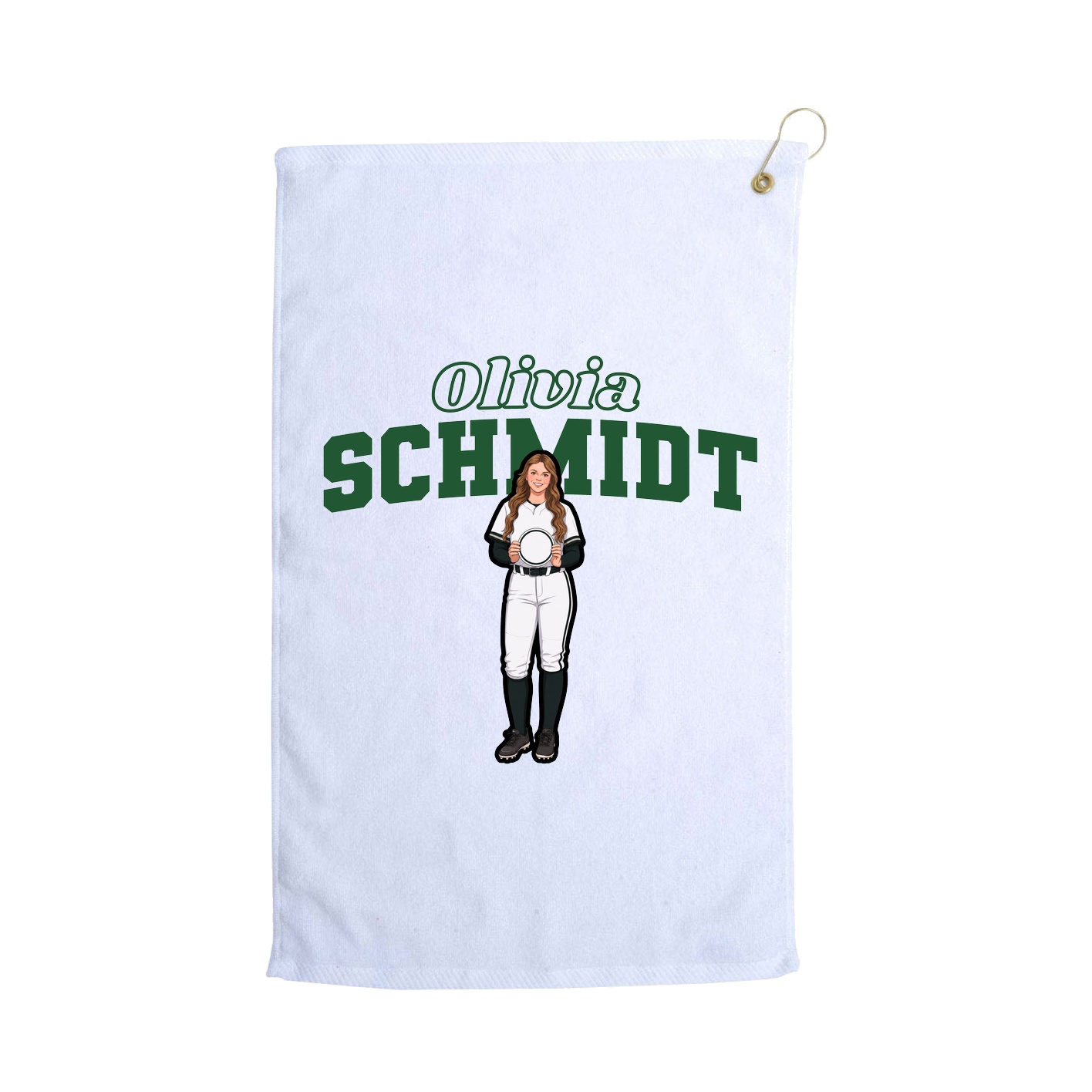 Golf Towel — Name Arch in White