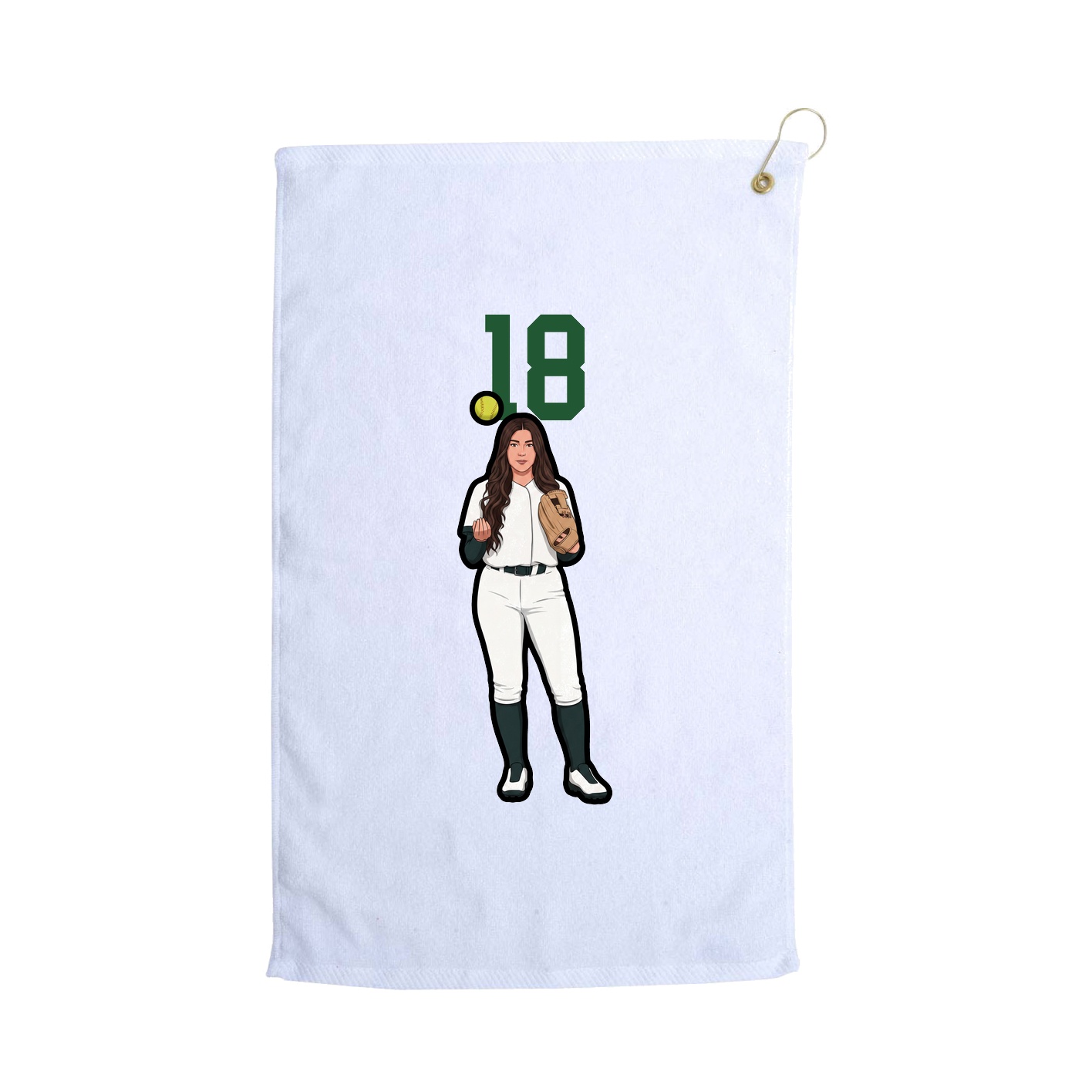 Golf Towel — Number Top in White