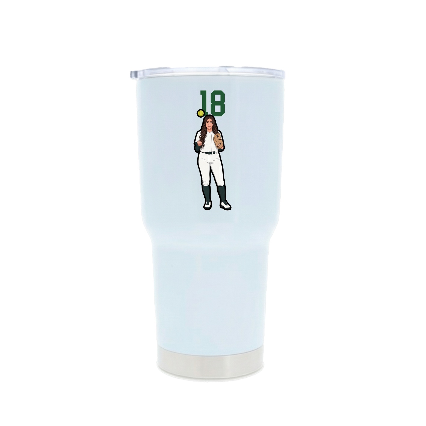 30oz Stainless Steel Tumbler — Number Top in White