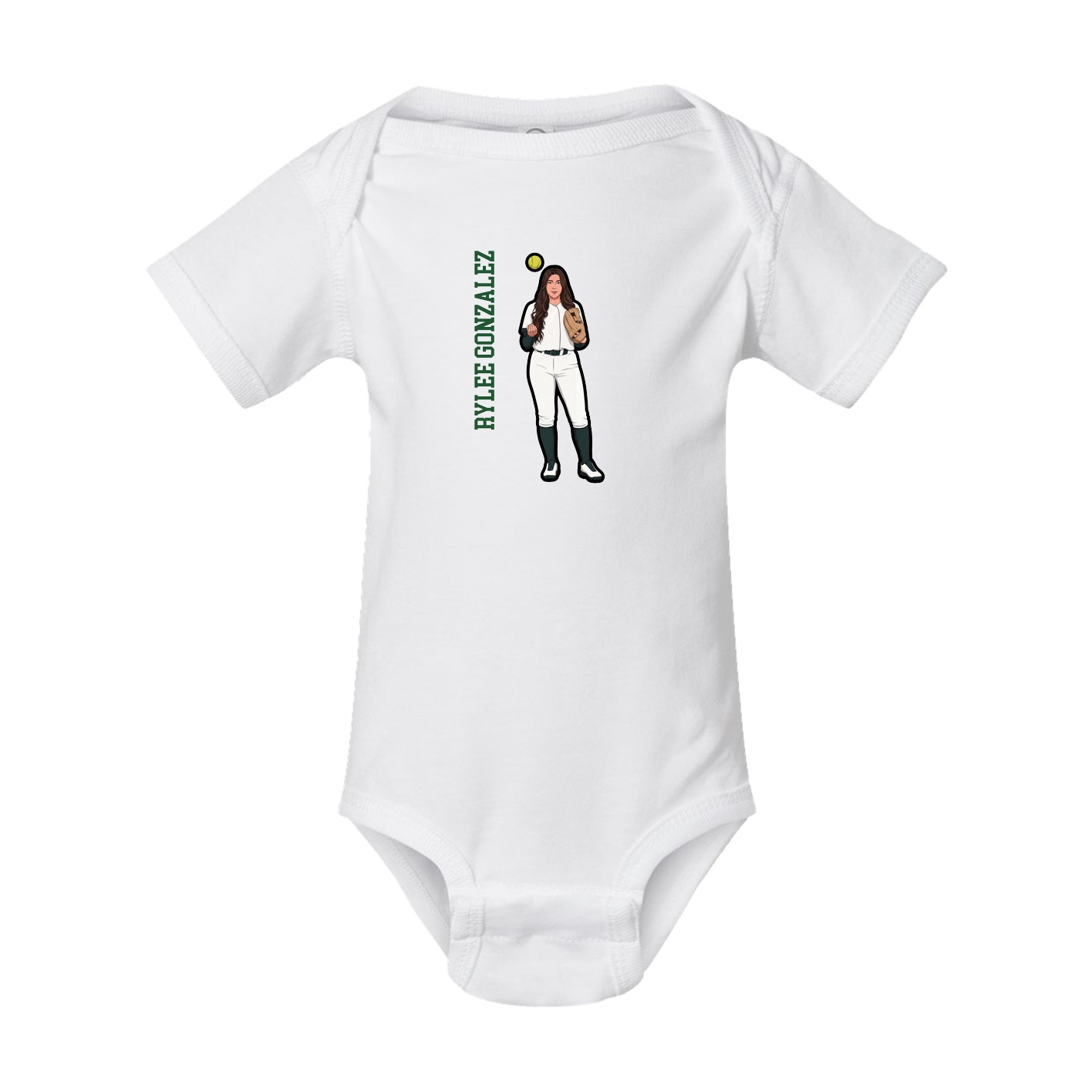 Baby Onesie — Name Vertical in White