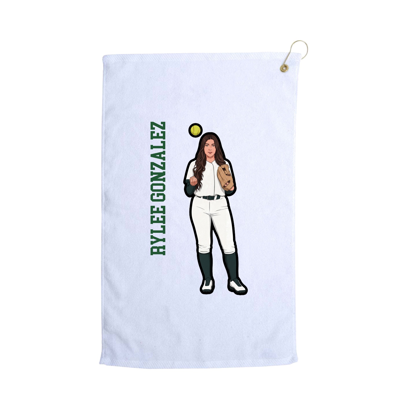 Golf Towel — Name Vertical in White