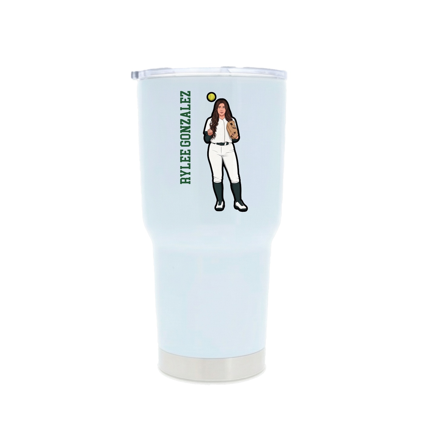30oz Stainless Steel Tumbler — Name Vertical in White