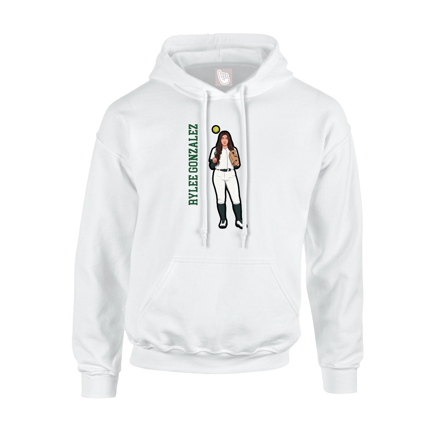 Youth Hoodie — Name Vertical in White