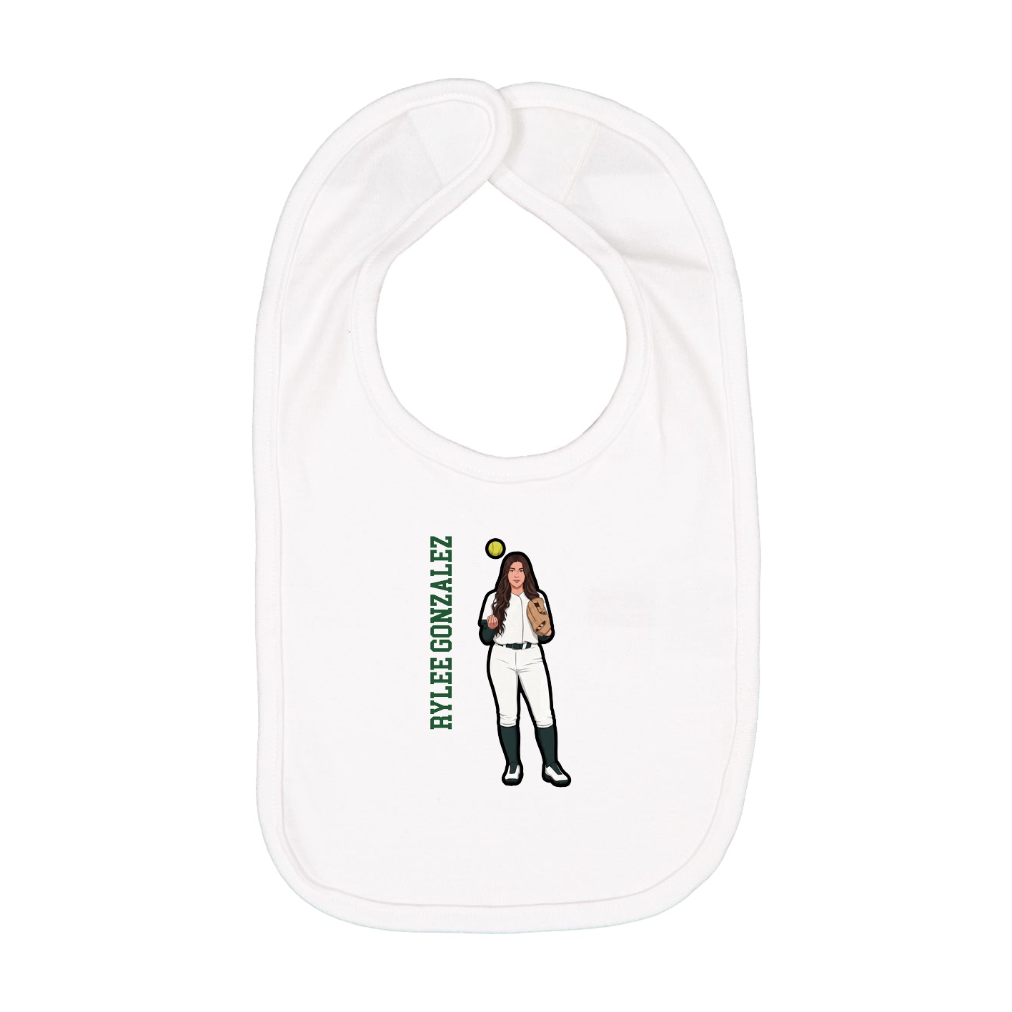 Infant Bib — Name Vertical in White