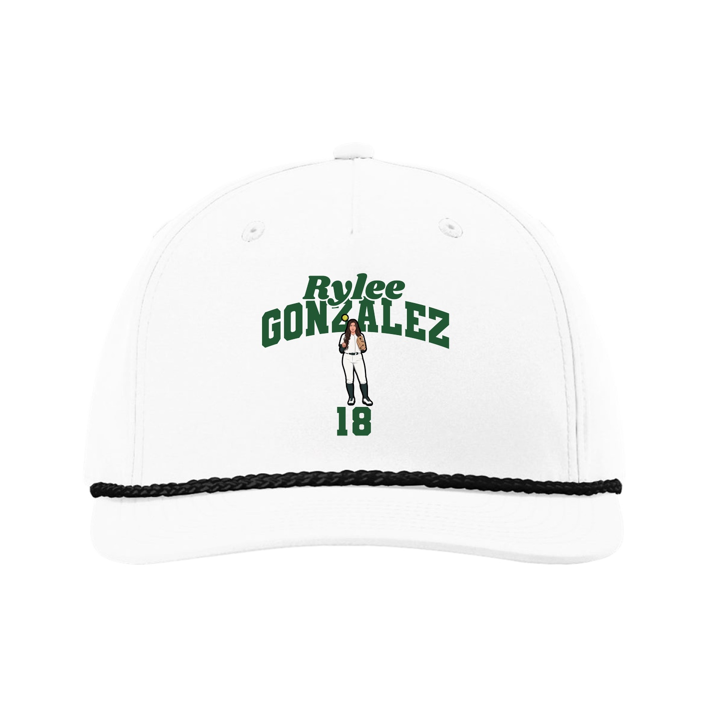 Five-Panel Classic Rope Cap — Signature Arch in White