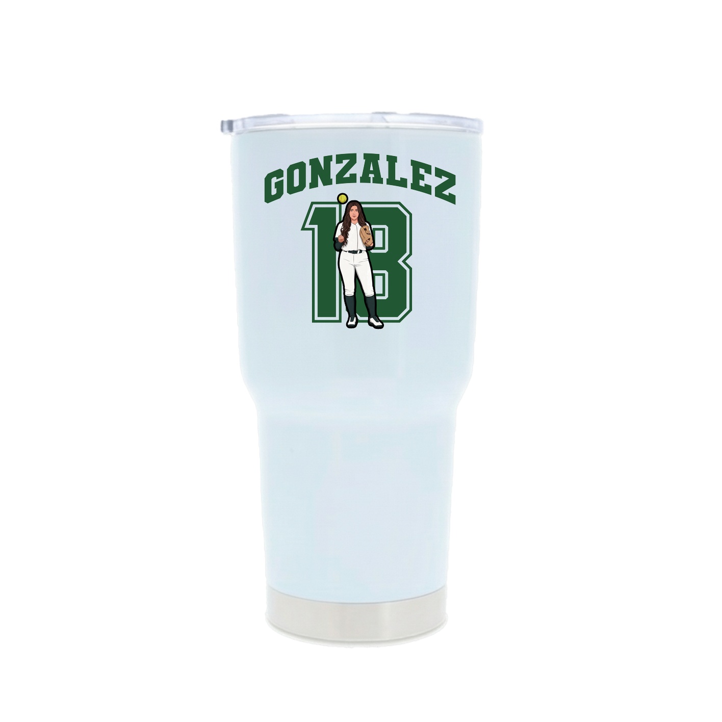 30oz Stainless Steel Tumbler — Number in White