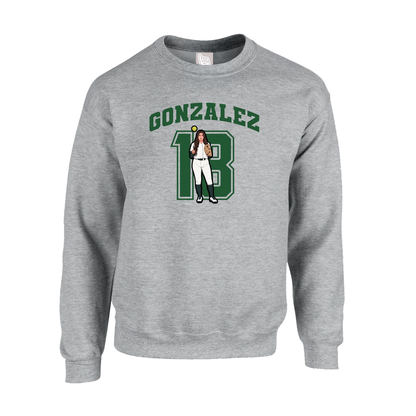 Fleece Crew — Number in Grey