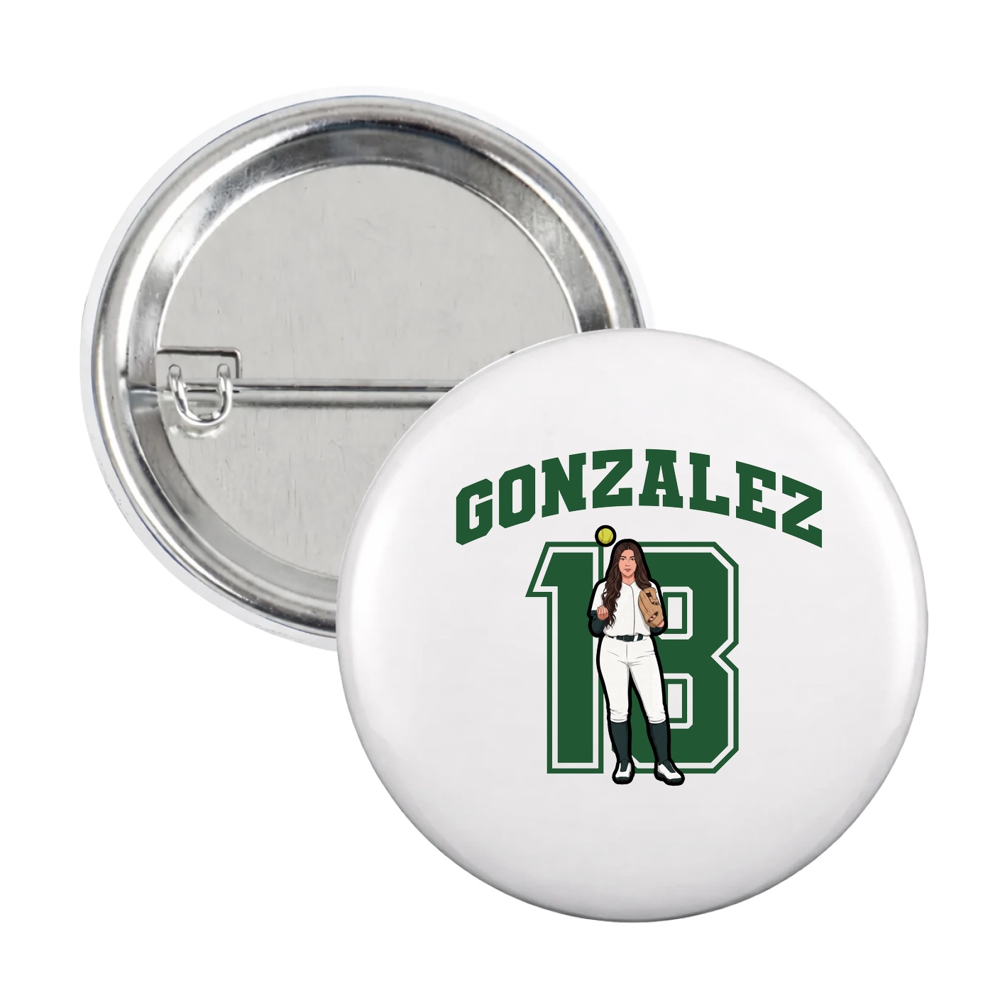 Game Day Button — Number in White