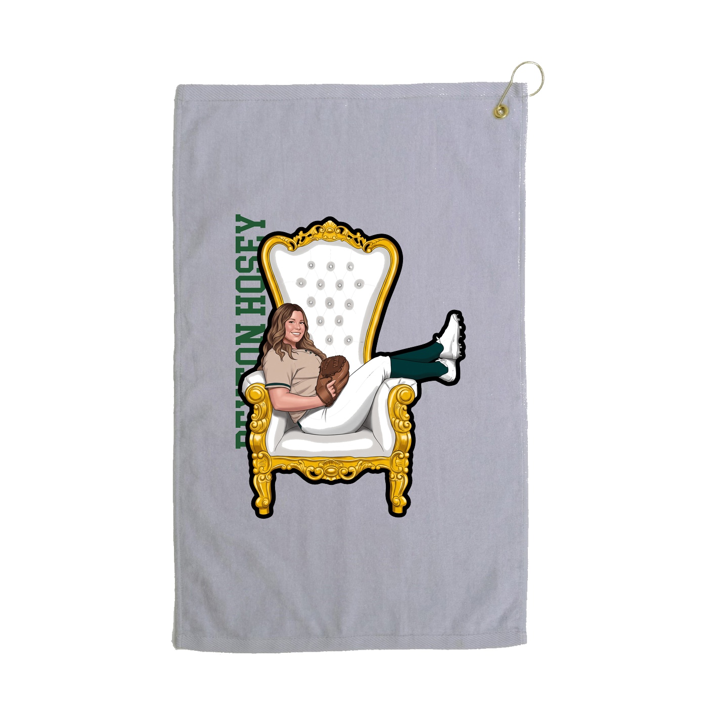 Golf Towel — Name Vertical in Grey
