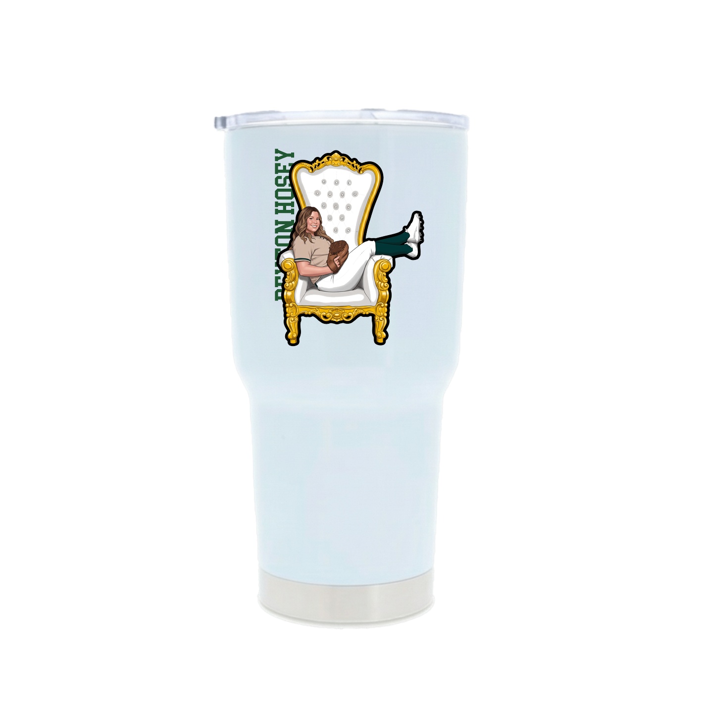 30oz Stainless Steel Tumbler — Name Vertical in White