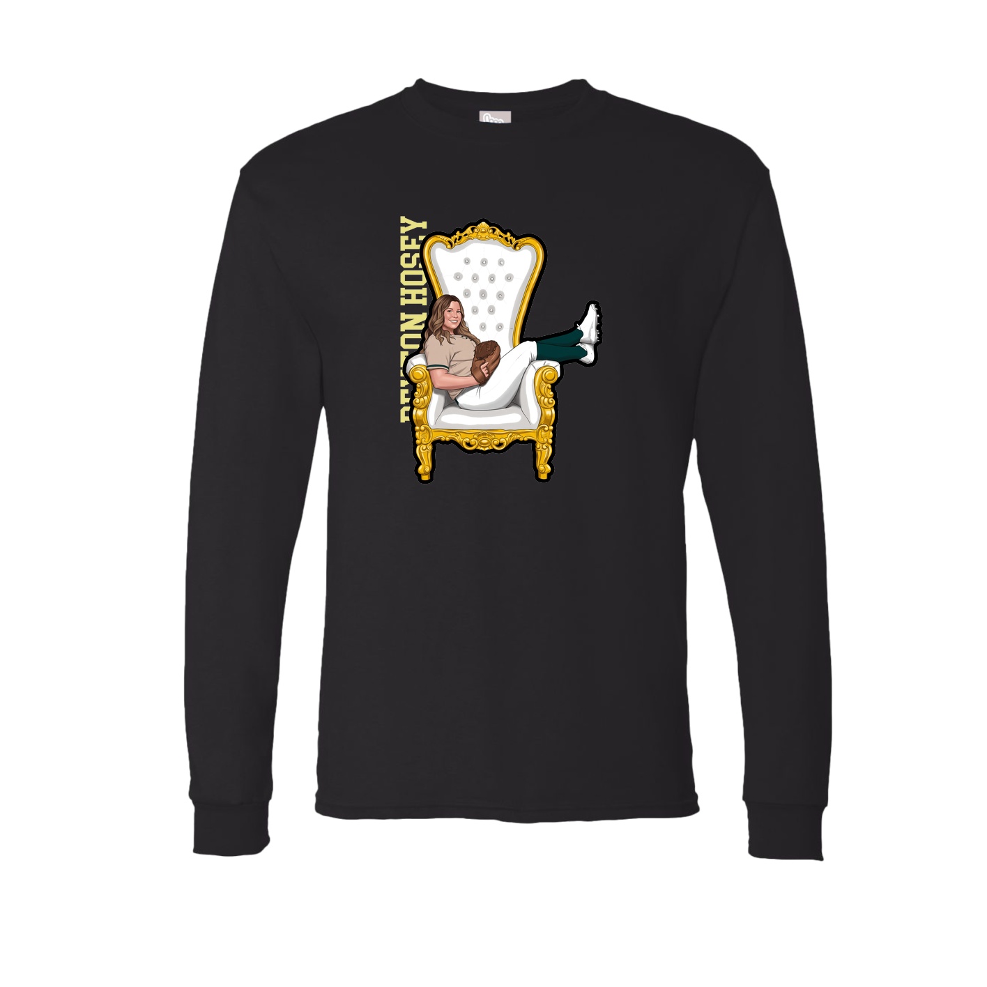 Long Sleeve Tee — Name Vertical in Black