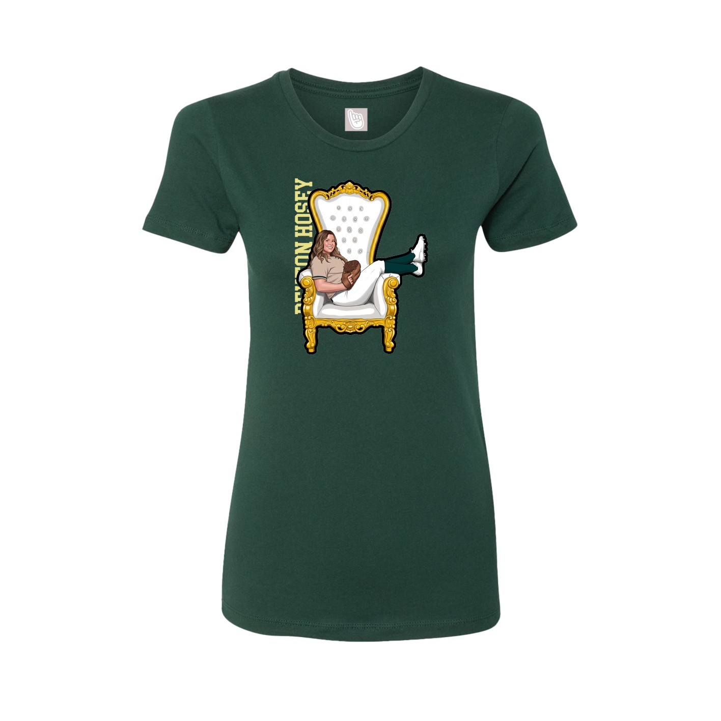 Fitted Women's Tee — Name Vertical in Green