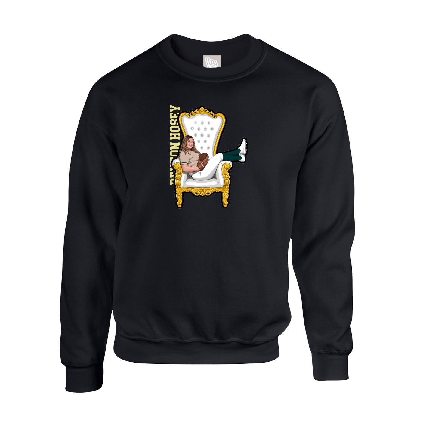 Fleece Crew — Name Vertical in Black