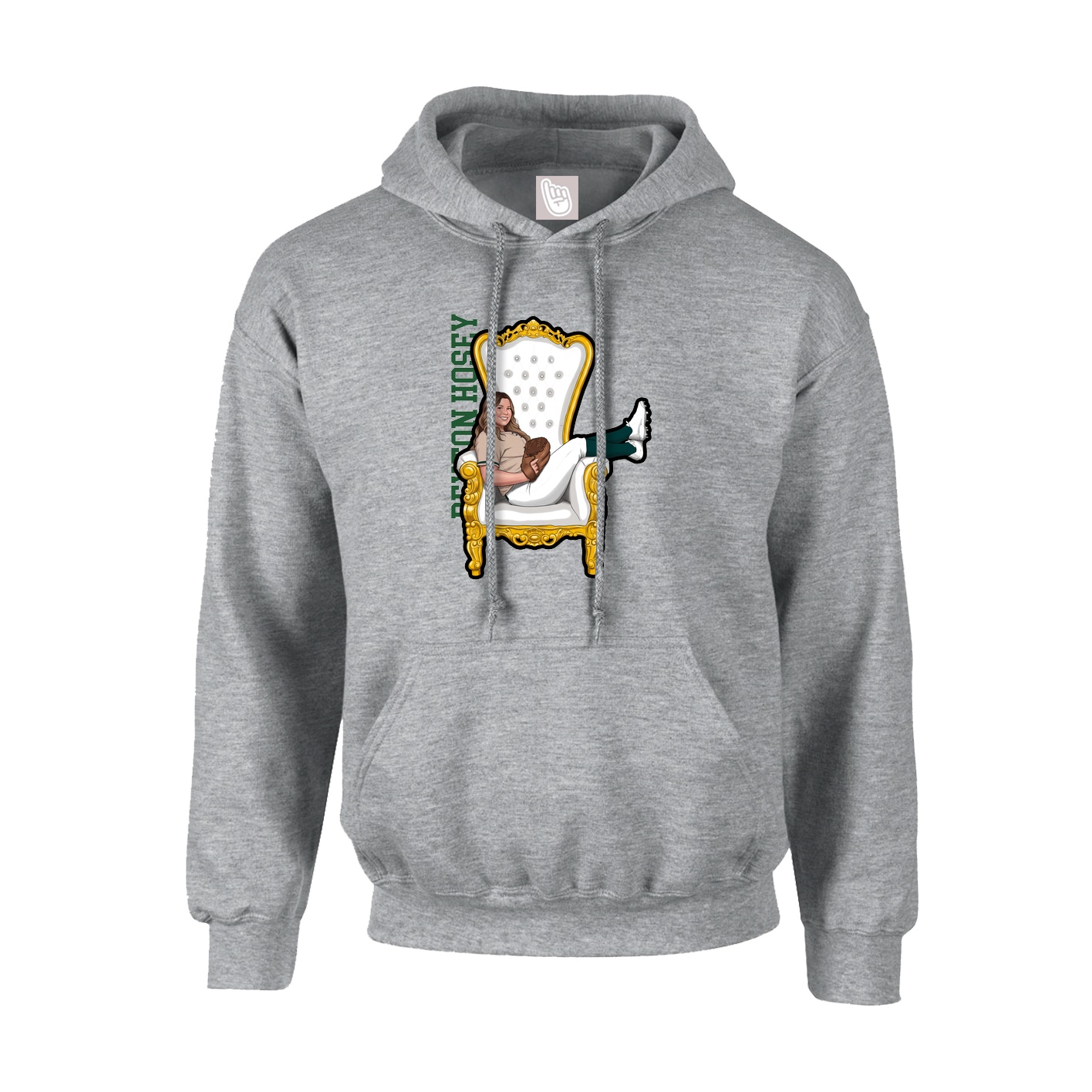 Youth Hoodie — Name Vertical in Grey
