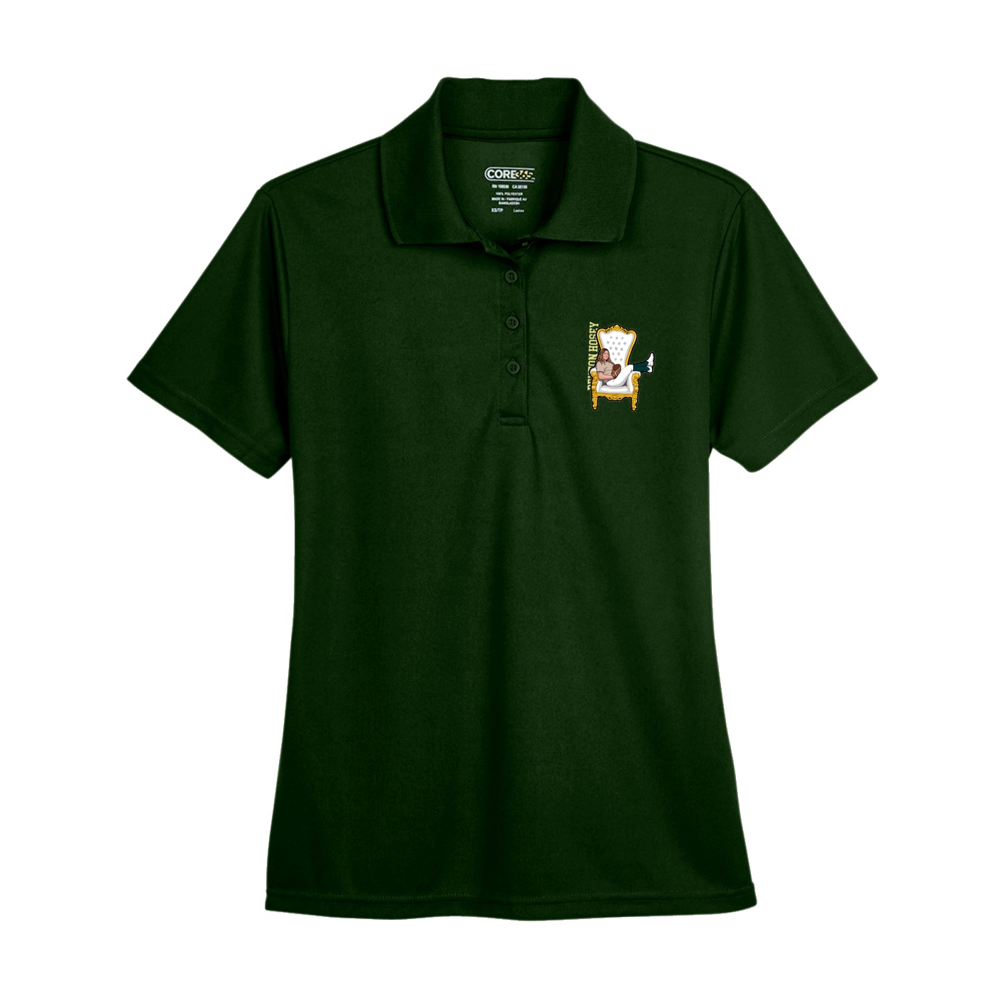 Womens Performance Polo — Name Vertical in Green