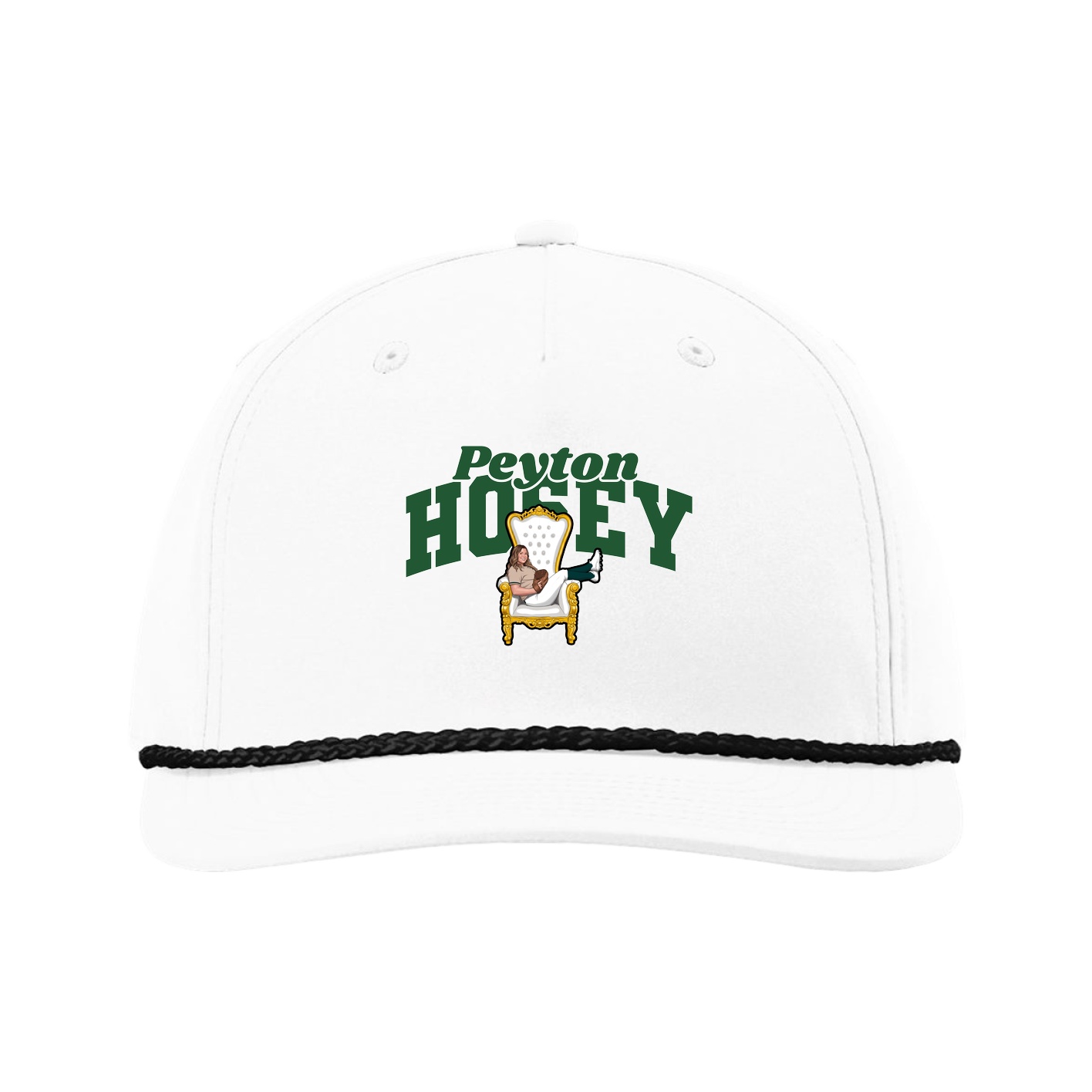 Five-Panel Classic Rope Cap — Signature Arch in White