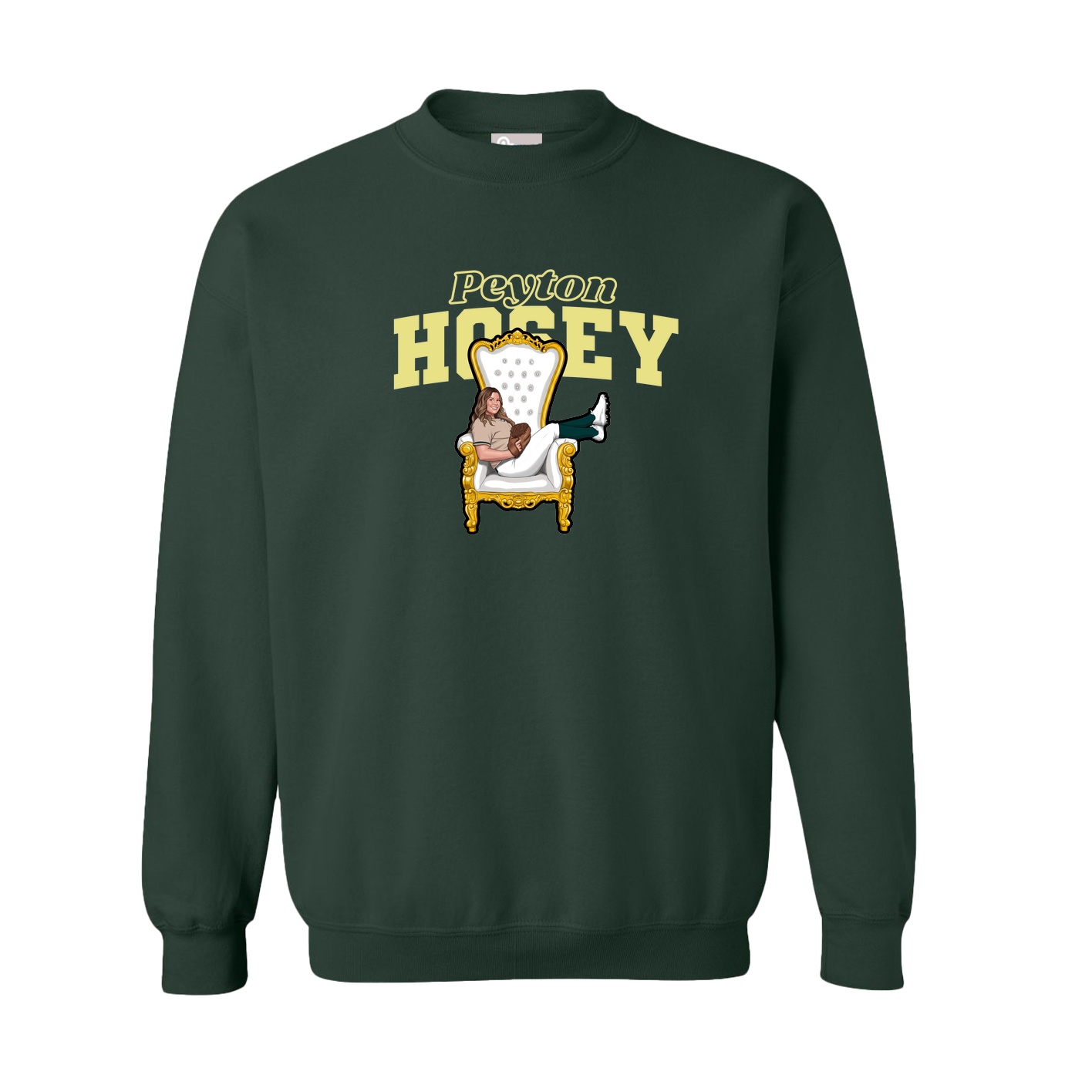 Fleece Crew — Name Arch in Green