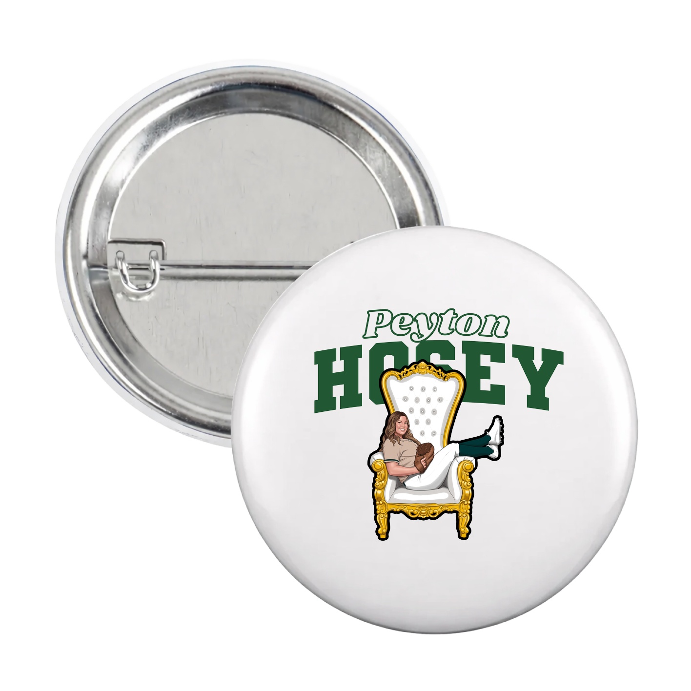 Game Day Button — Name Arch in White