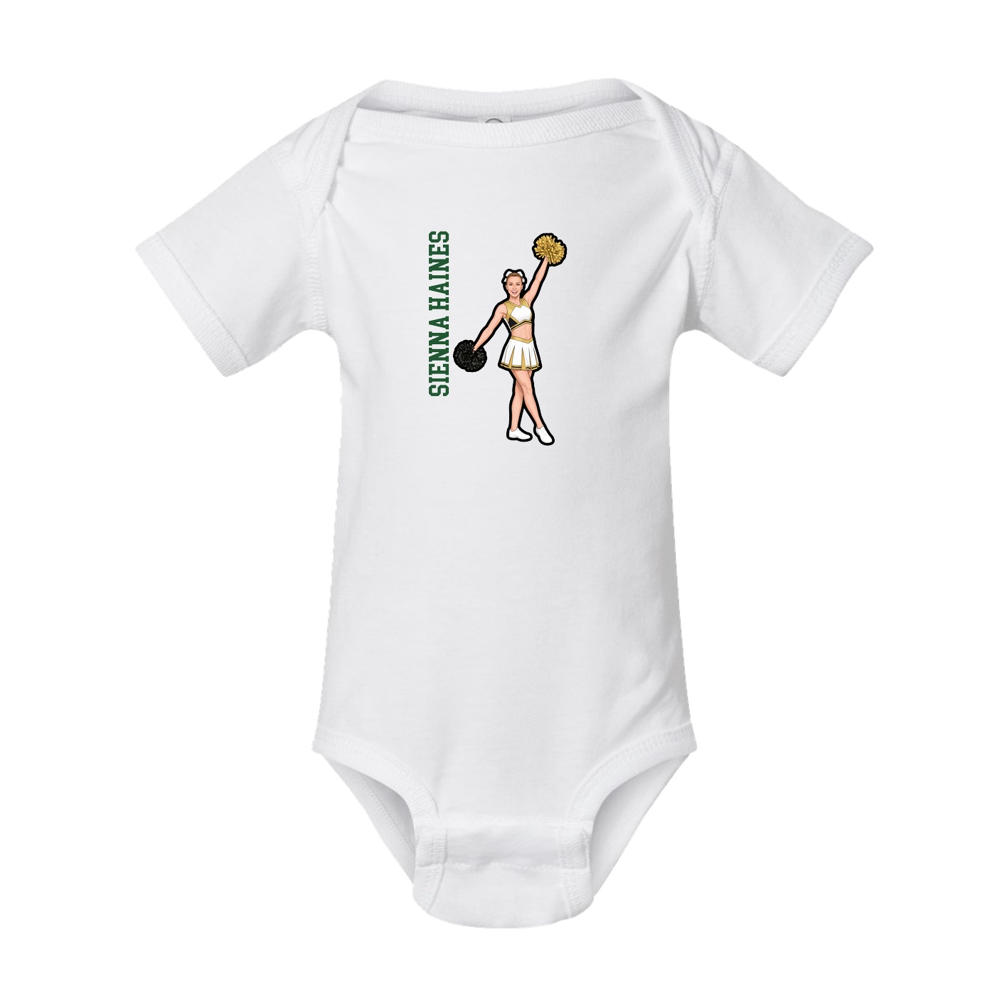 Baby Onesie — Name Vertical in White
