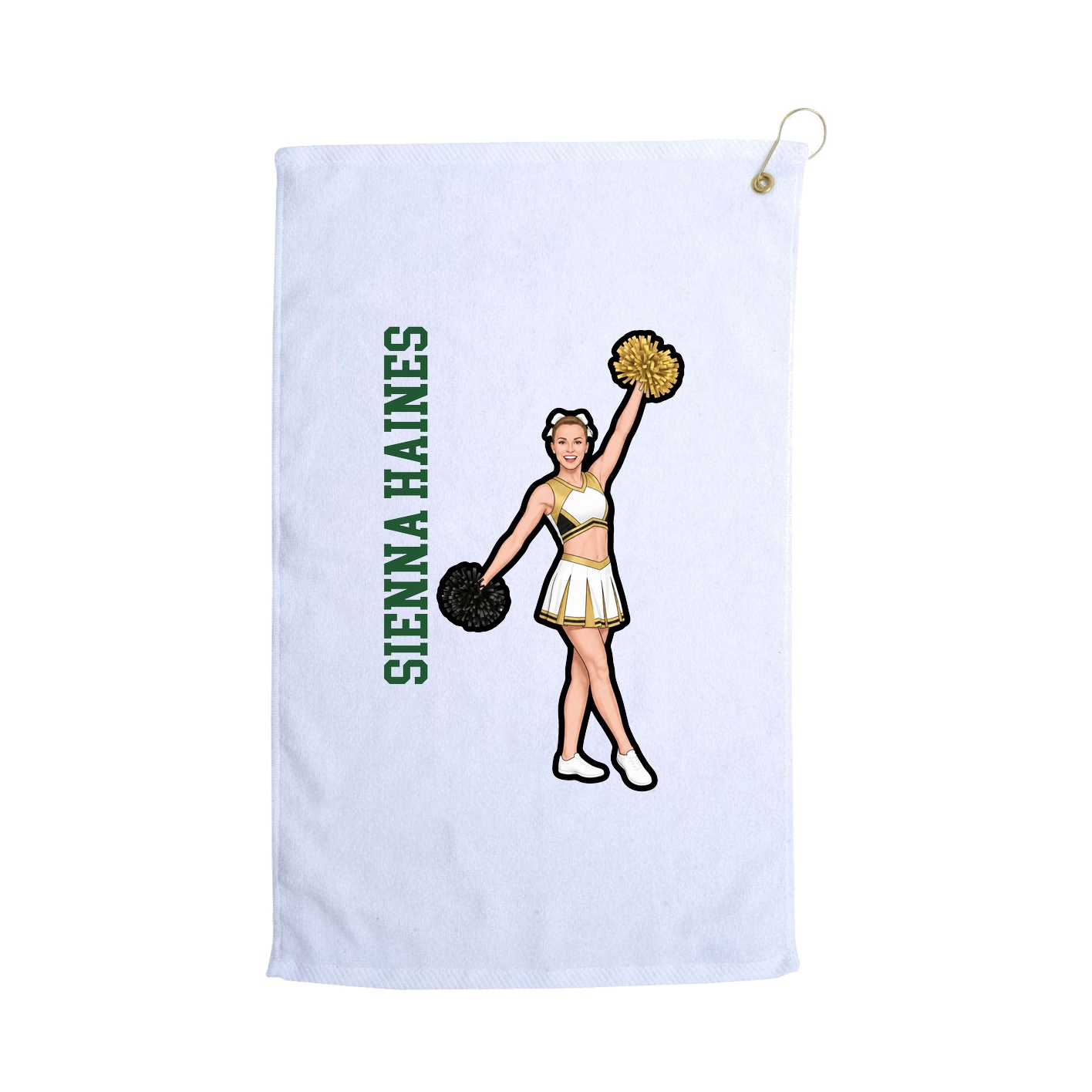 Golf Towel — Name Vertical in White