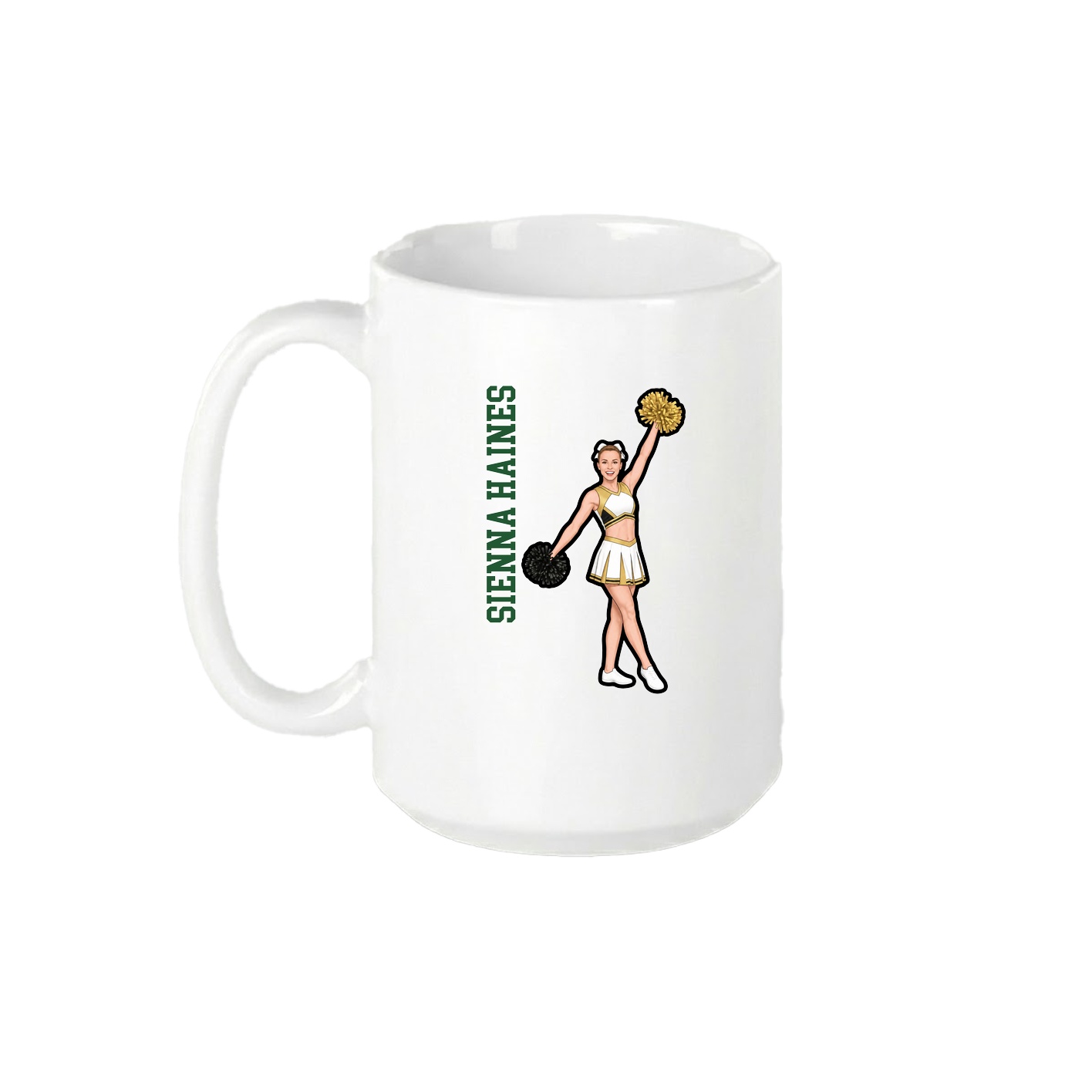 15oz Coffee Mug — Name Vertical in White
