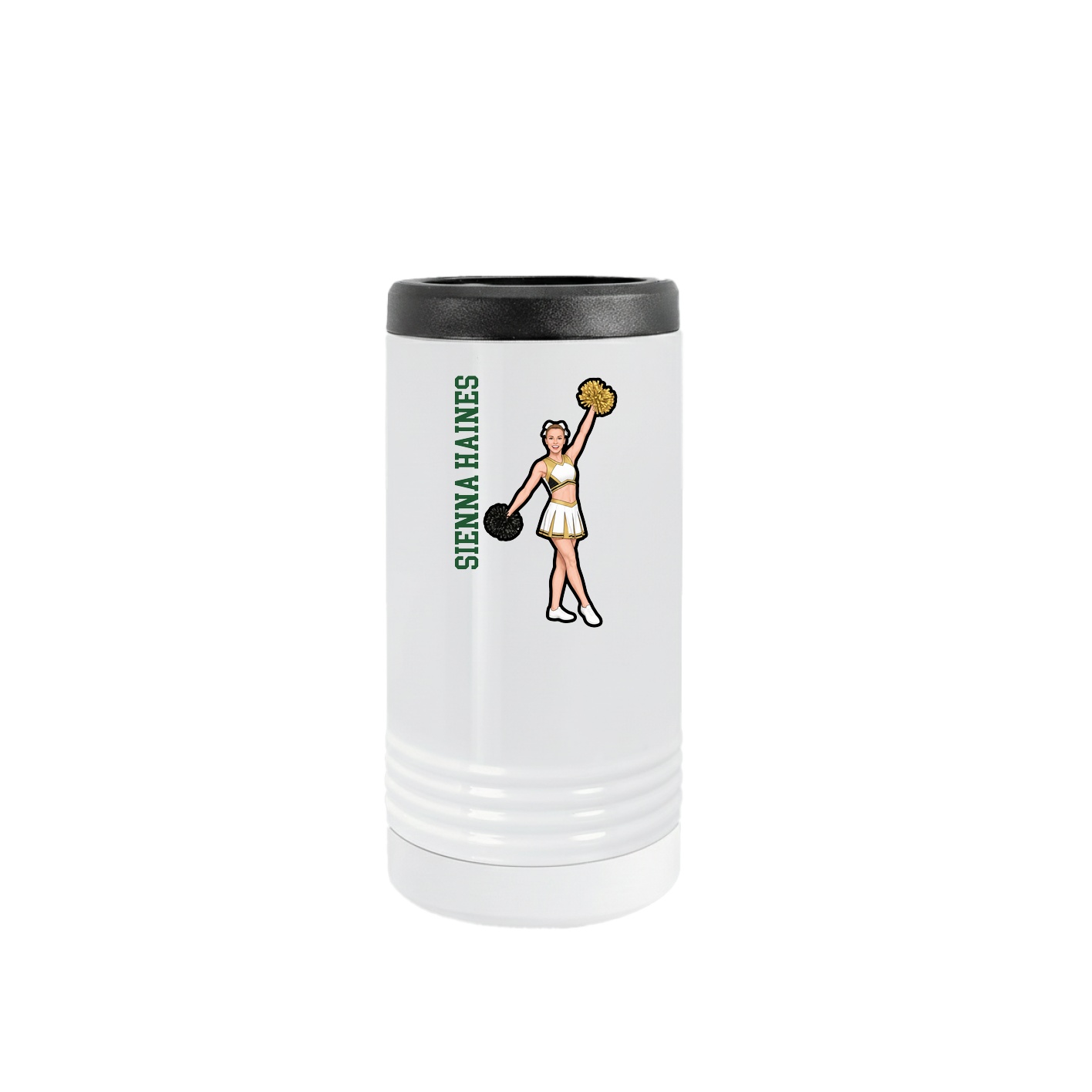 Slim Beverage Holder — Name Vertical in White