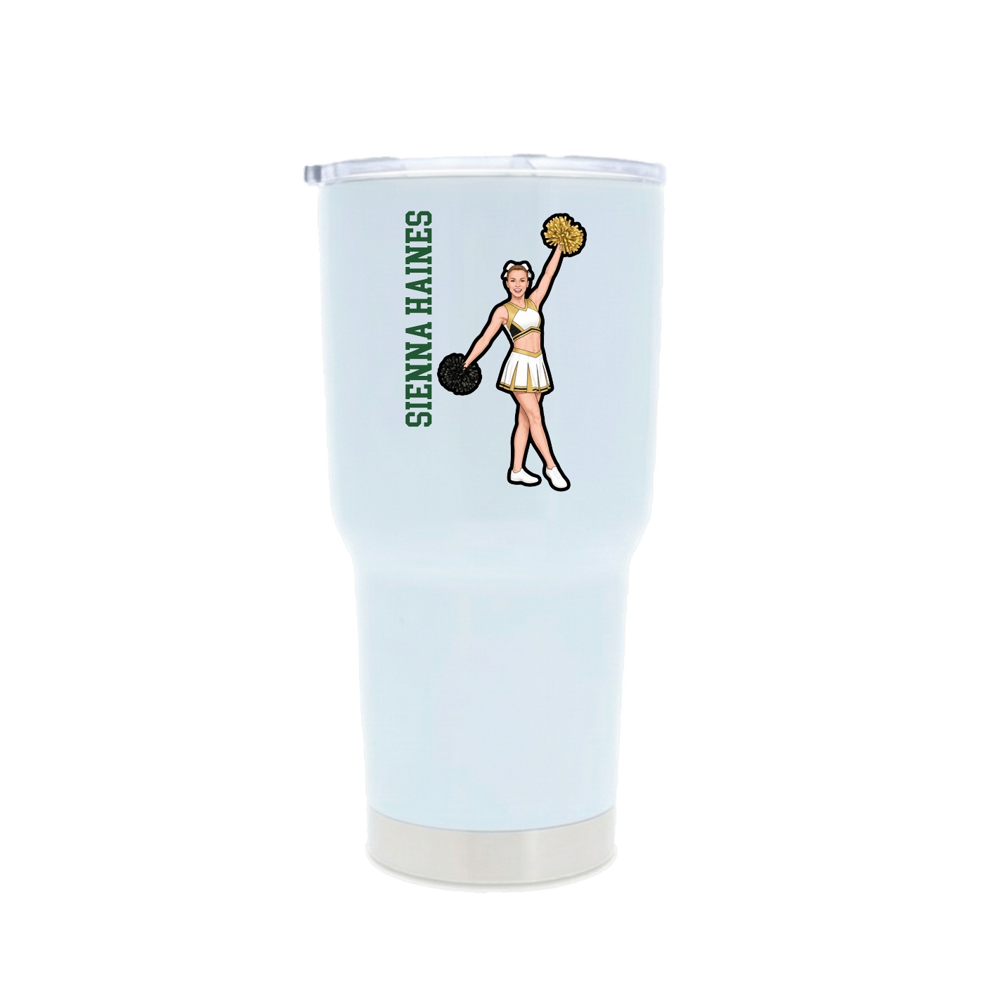 30oz Stainless Steel Tumbler — Name Vertical in White