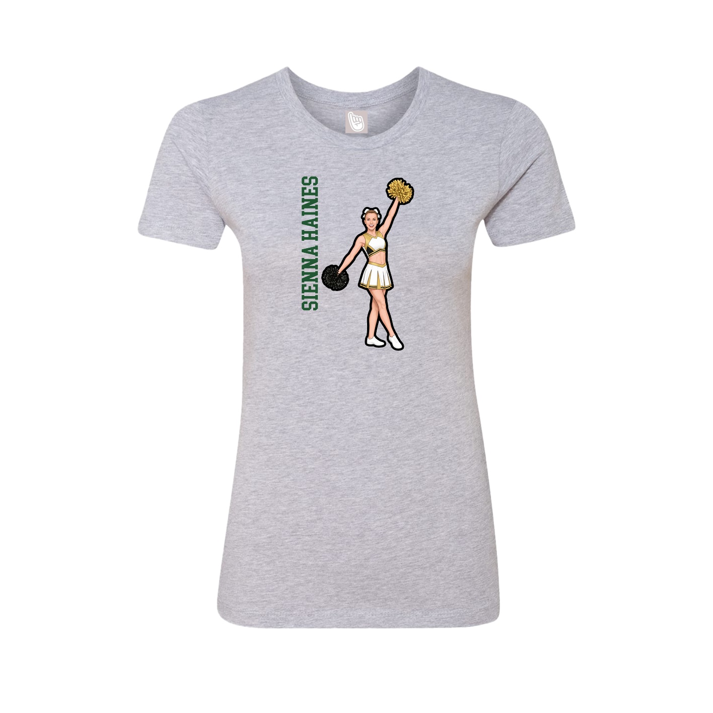 Fitted Women's Tee — Name Vertical in Grey